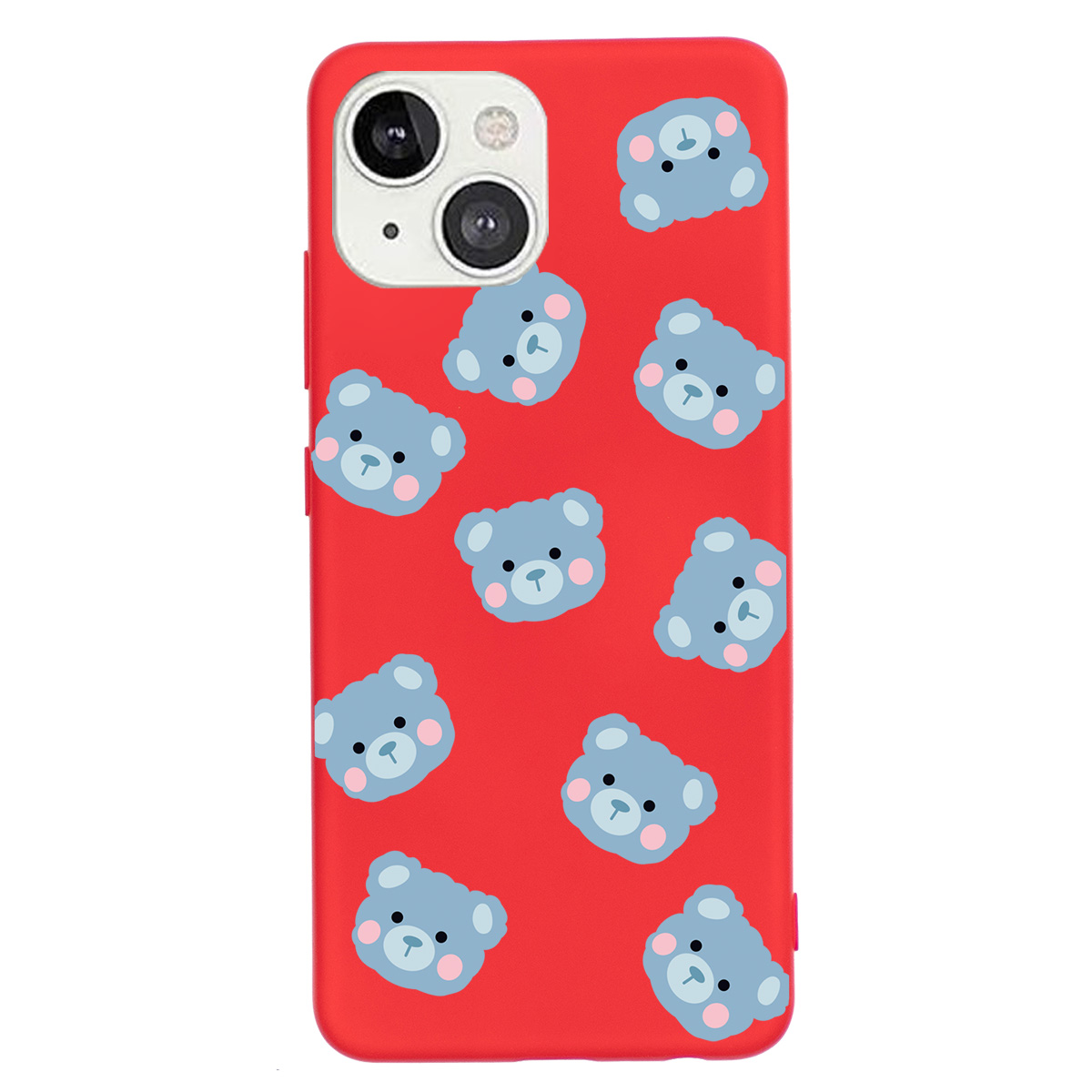 

Cute Bear Pattern Anti-drop Back Case for iPhone 14 Plus, Liquid Silicone Slim Fit Cell Phone Cover - Red, iPhone 14 Plus