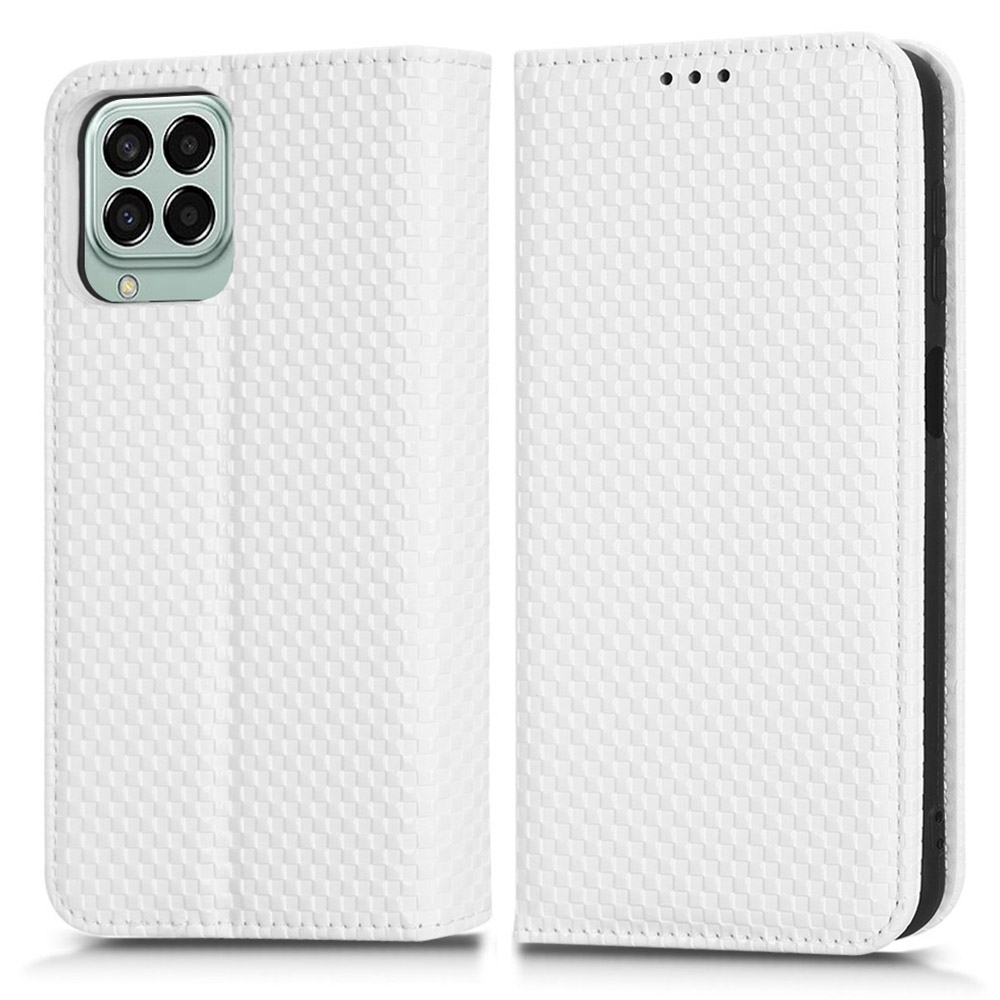 

Телефон Flip Fallet Case Для Samsung Galaxy M33 5G (Global Version), Анти-одеяльная Кожаная Магнитная Автоматическая Автоматическая Сетка. - Белый, Galaxy M33 5G (Global Version)