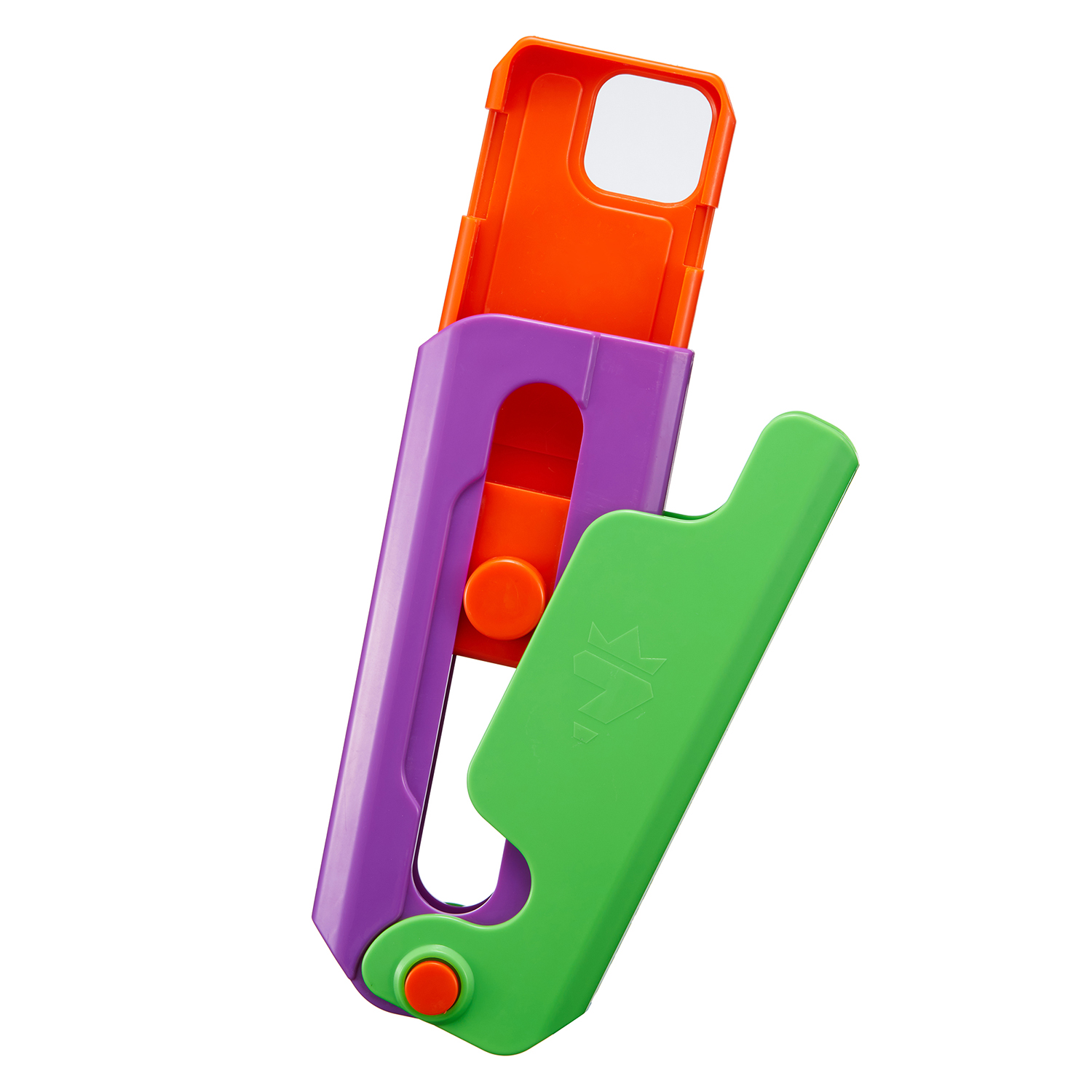 For iPhone 15 Plus Case Giant Carrot Knife ABS Phone Cover Stress Relieving Toy - Green+Purple