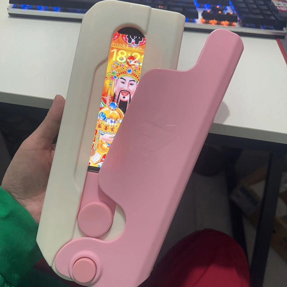 For iPhone 15 Pro Max Case Giant Carrot Knife ABS Phone Cover Stress Relieving Toy - Pink+White