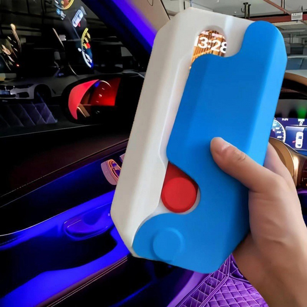 For iPhone 15 Pro Max Case Giant Carrot Knife ABS Phone Cover Stress Relieving Toy - Sky Blue+White