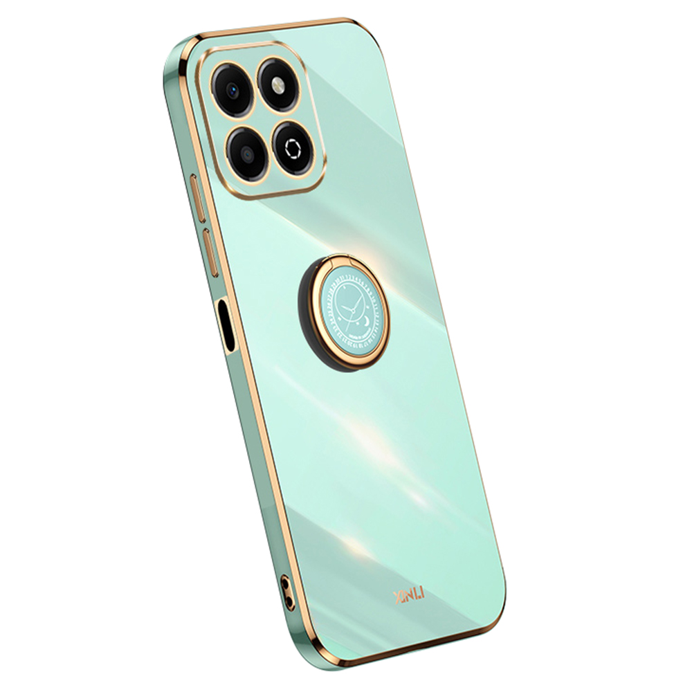 XINLI For Honor X6b 4G Case Ring Kickstand Electroplating TPU Phone Cover - Cyan