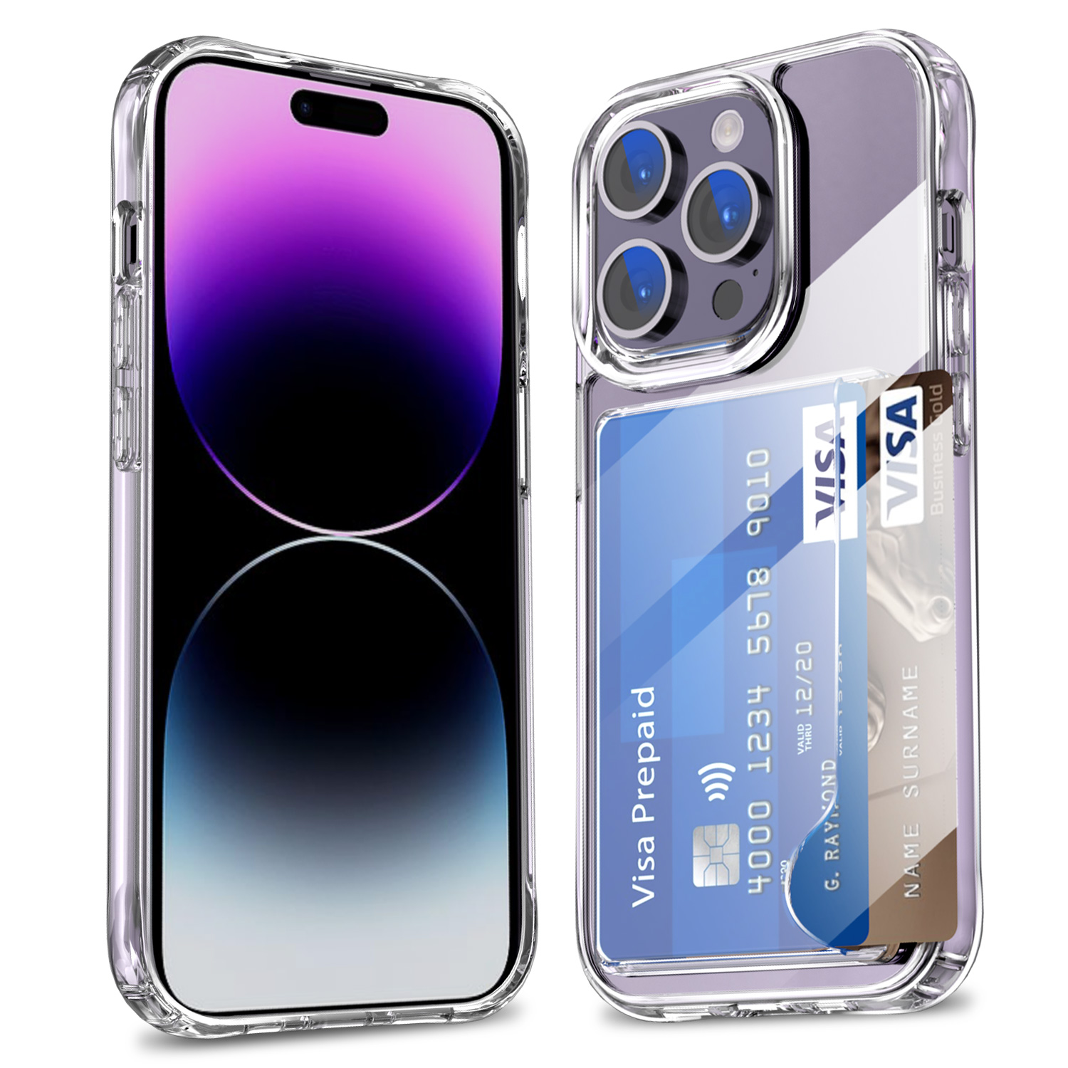 For iPhone 15 Pro Case Protective TPU Phone Cover with Card Holder