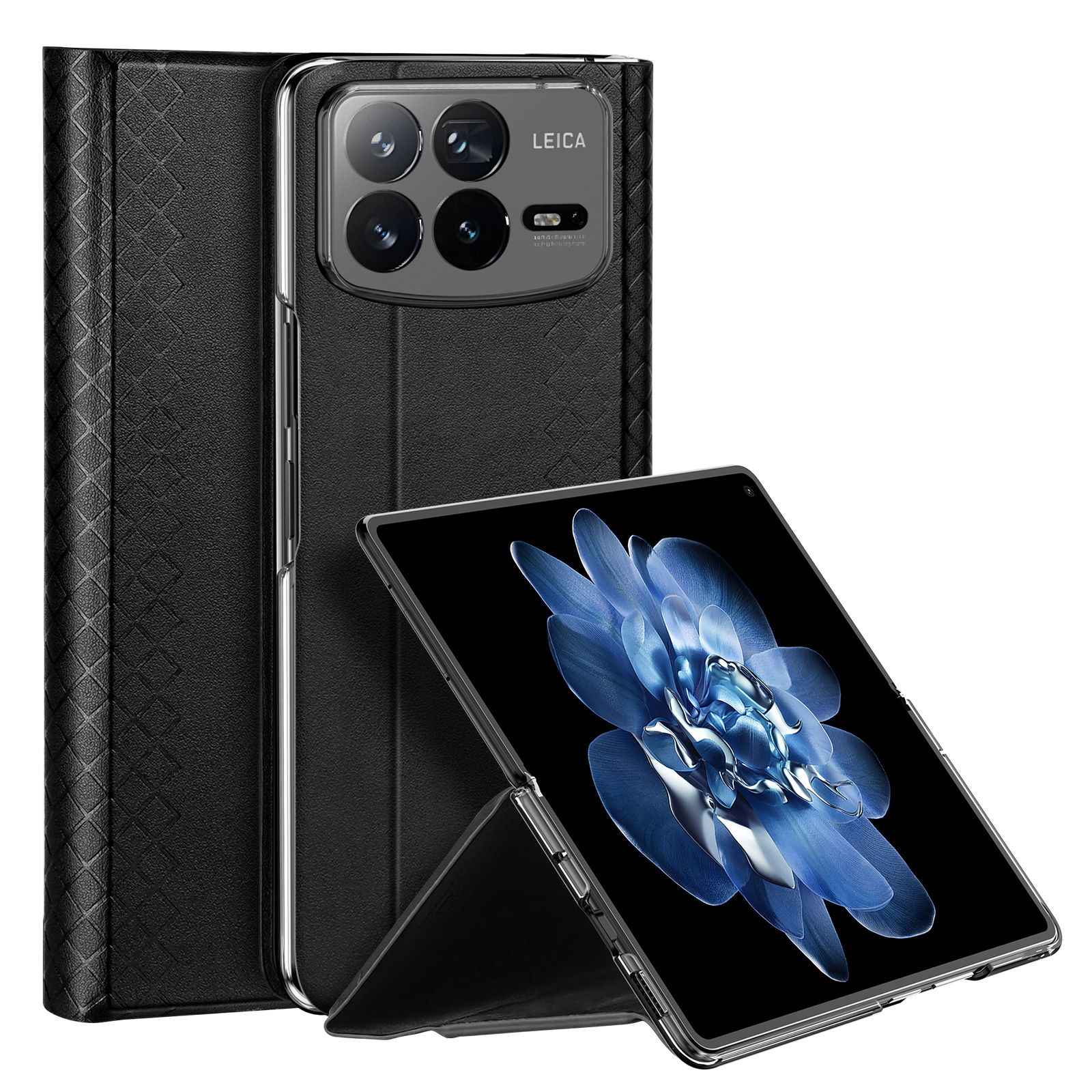 For Xiaomi Mix Fold 4 5G Magnetic Case DUX DUCIS Bril Series Leather+PC Phone Cover with Stand - Black
