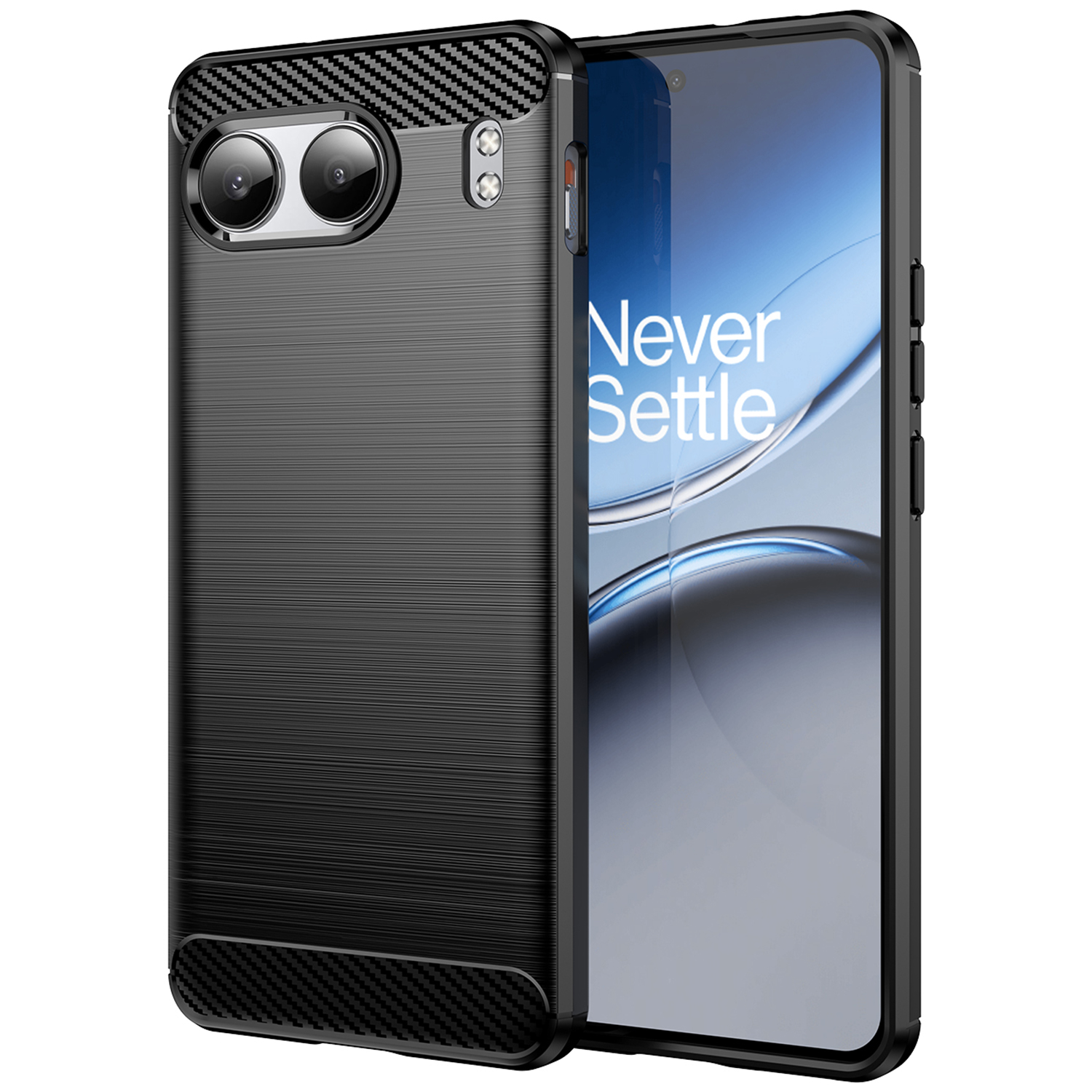 For OnePlus Nord 4 Case Carbon Fiber Texture TPU Brushed Phone Cover - Black