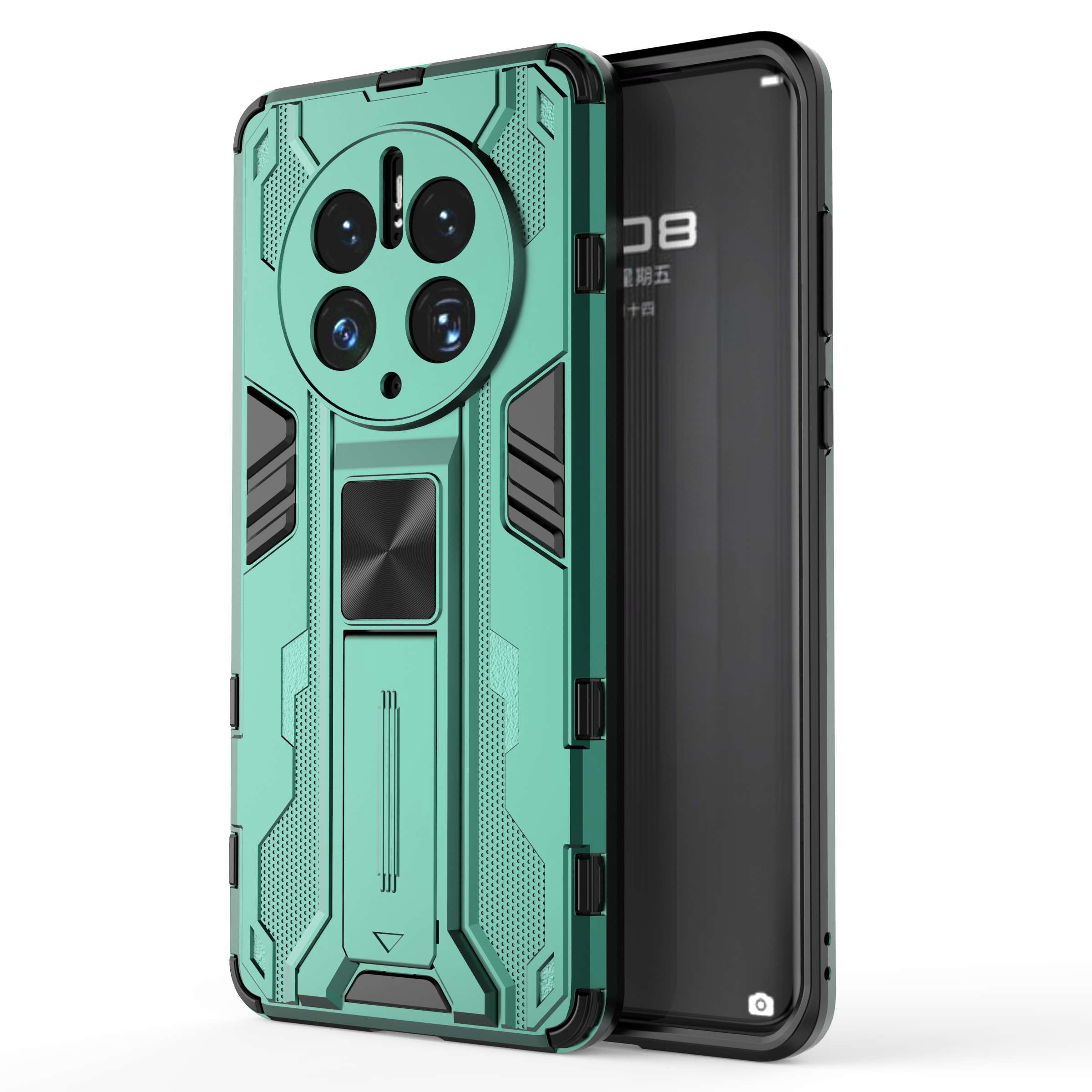 

Für Huawei Mate 50 Pro 4G Kickstand -design Phone Case Collision Resistant Hard PC Soft TPU Hybrid Rückseite - Grün, Huawei Mate 50 Pro 4G