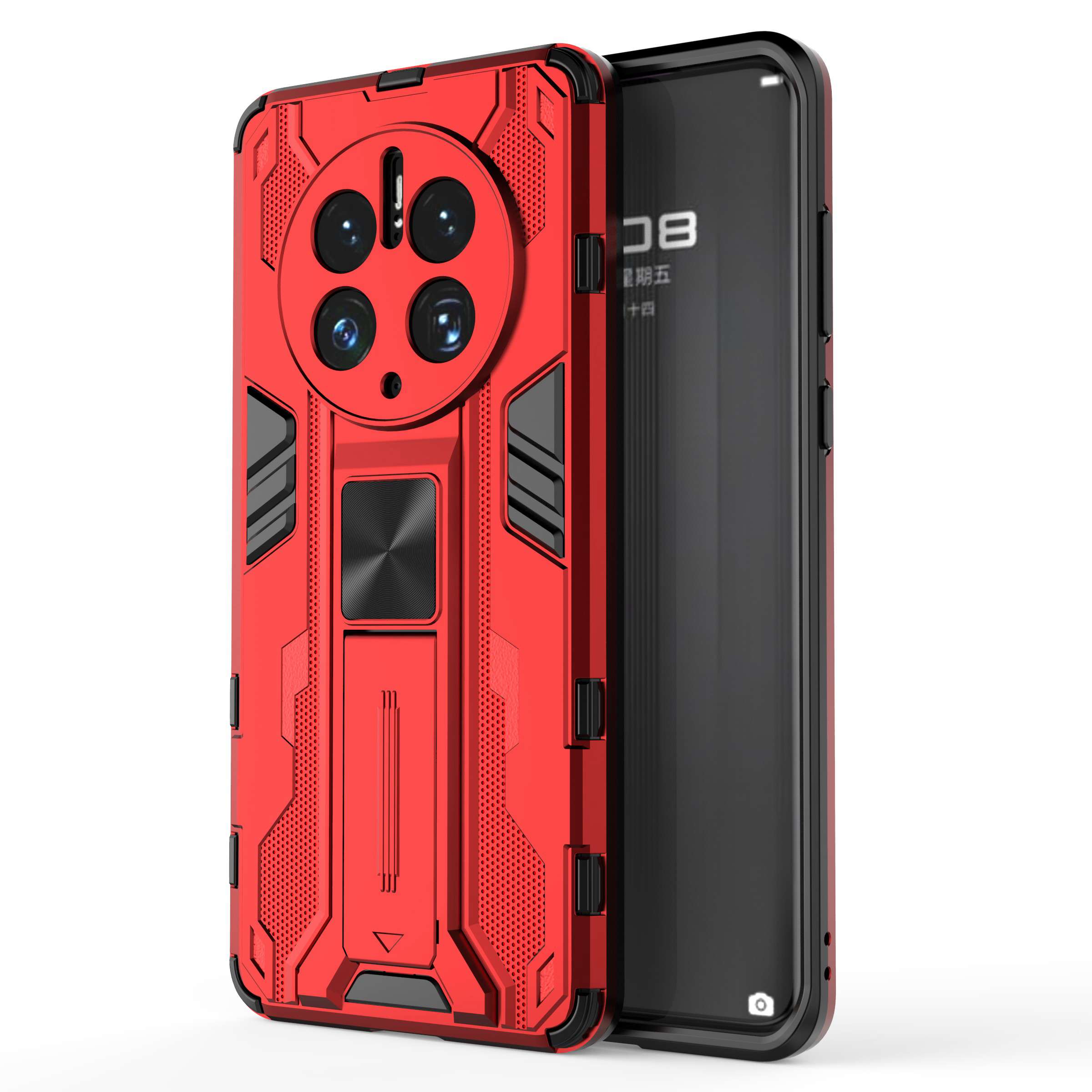 

Für Huawei Mate 50 Pro 4G Kickstand Design Phone Case Collision Resistant Hard PC Soft TPU Hybrid Rückzugabdeckung - Rot, Huawei Mate 50 Pro 4G