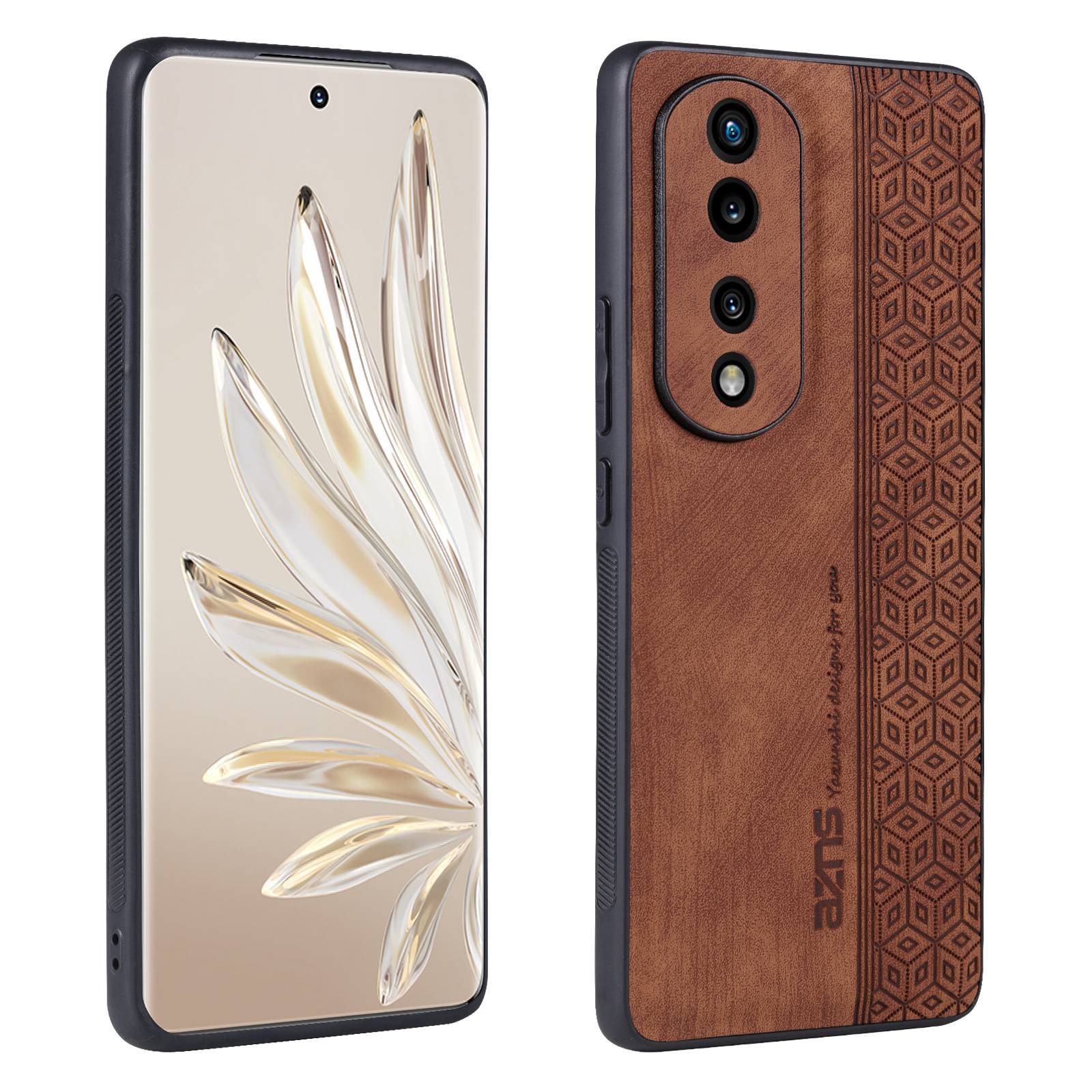 

AZNS Anti-kratzer Slim Handy Hülle Für Honor 70 5G, Gedrucktes Muster Pu-lederbeschichteter Tpu-rückzug - Braun, Honor 70 5G
