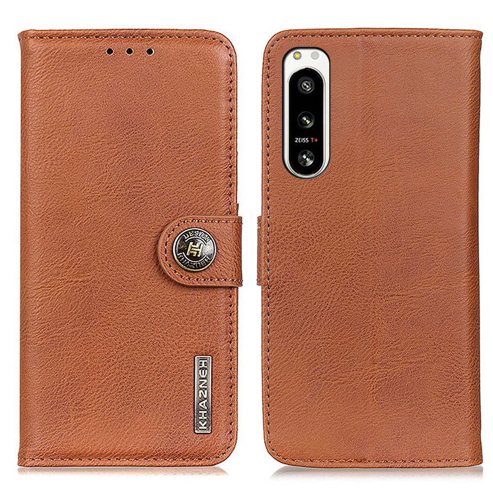 

Khazneh Für Sony Xperia 5 IV 5G Flip Anti-drop Stand Phone Shell Cowhide Strukturierte PU Leder-wallet Wallet - Braun, Xperia 5 IV 5G