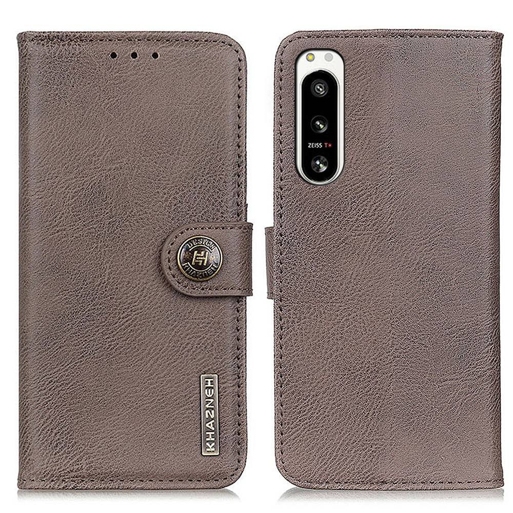 

Khazneh Für Sony Xperia 5 IV 5G Flip Anti-drop Stand Phone Shell Cowhide Strukturierte PU Leder-wallet Wallet - Khaki, Xperia 5 IV 5G