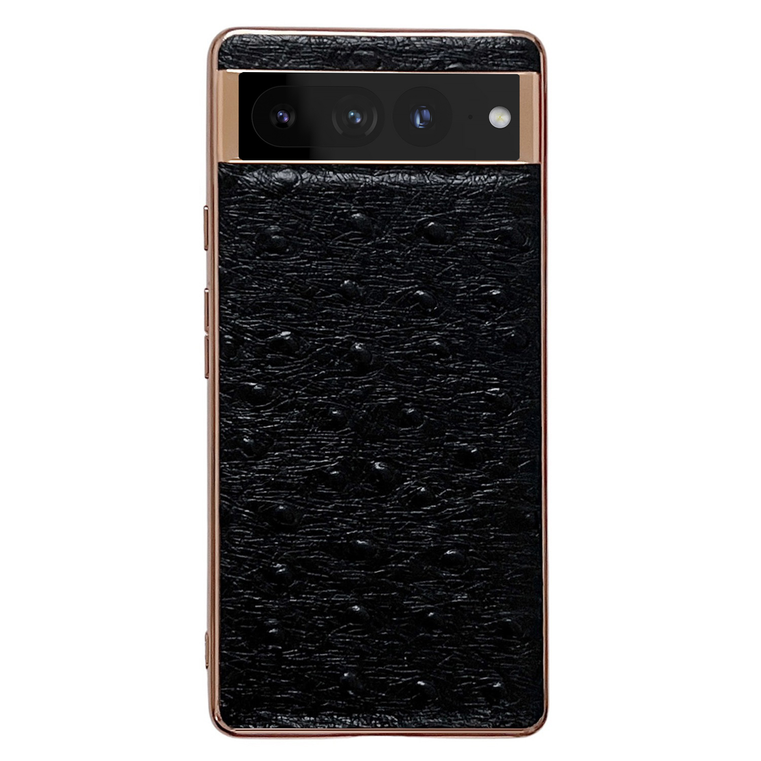 

Für Google Pixel 7 Pro Anti-scratch-telefonabdeckung Elektroplierend Strauß Muster Echtes Leder Beschichtetes TPU+PC Phone Protector - Schwarz, Google Pixel 7 Pro 5G