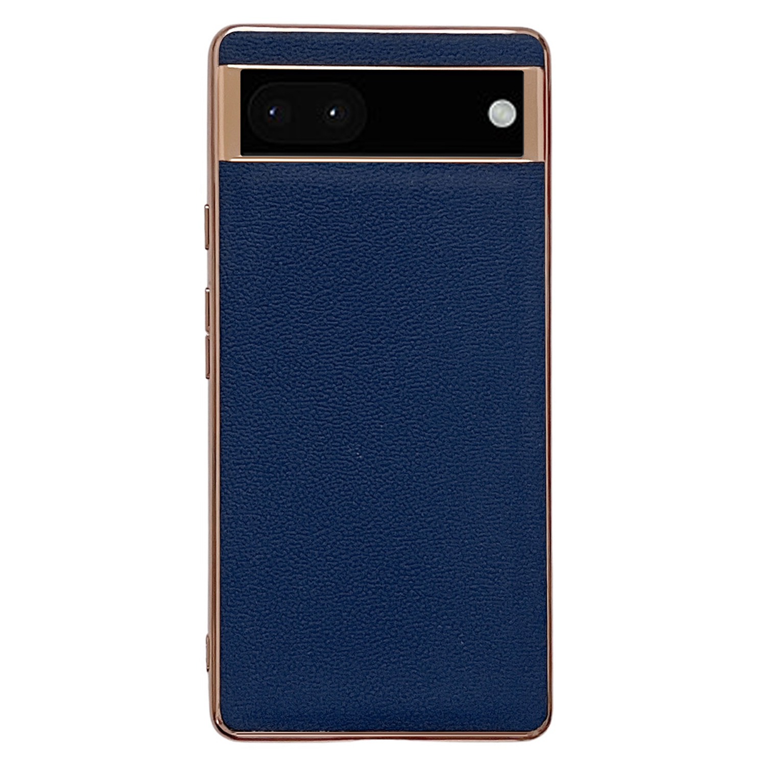 

Für Google Pixel 7 5G Echtes Leder -elektroplattenkantenbeschichtung Hülle Weiche TPU Hard PC Hybrid -schutzabdeckung - Blau, Google Pixel 7 5G