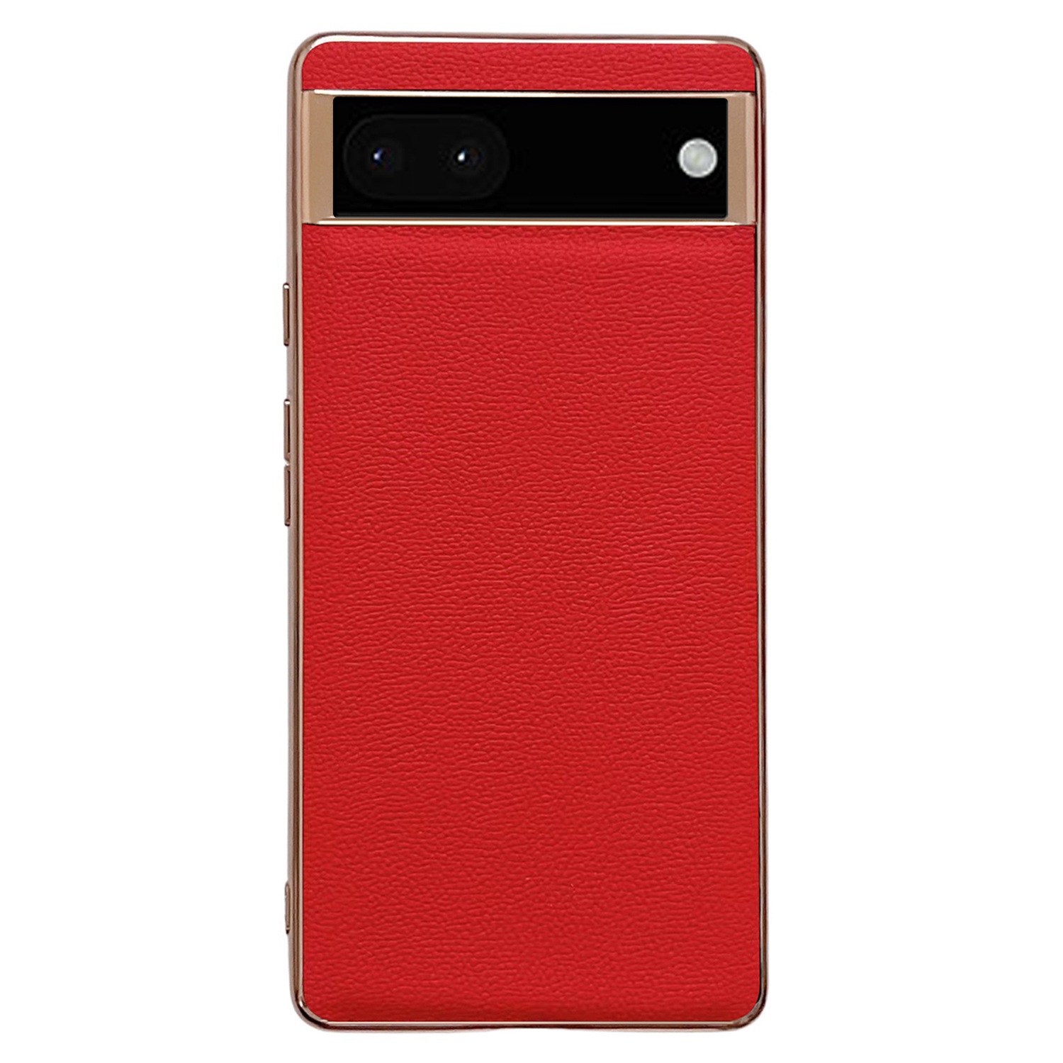 

Für Google Pixel 7 5G Echtes Leder -elektroplattenkantenbeschichtung Hülle Weiche TPU Hard PC Hybrid -schutzabdeckung - Rot, Google Pixel 7 5G