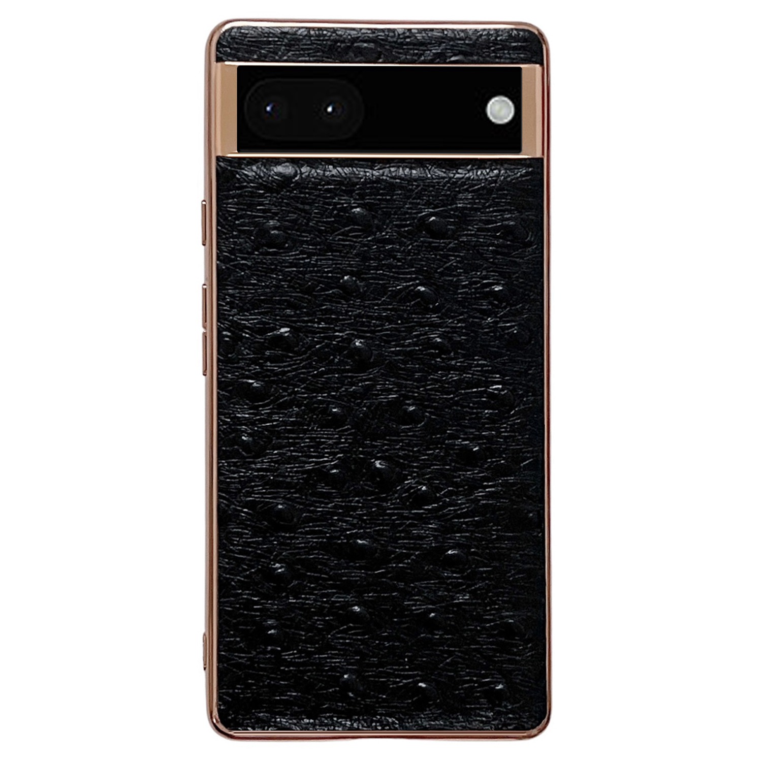 

Für Google Pixel 7 5G Echtes Leder-strauß-musterbeschichtung Hülle Anti-kratzer-tpu+pc-elektroplattenabdeckung - Schwarz, Google Pixel 7 5G