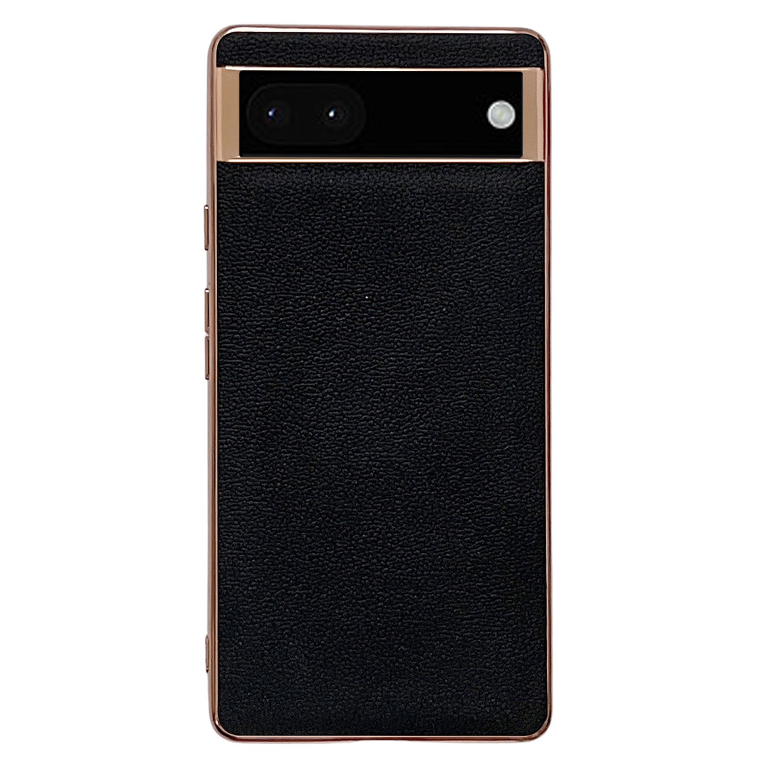 

Für Google Pixel 6a Echtes Leder Mit TPU+PC Hybrid-hülle Elektroplieren Von Slip Grip Shock-Absorbent Protective Telefonabdeckung - Schwarz, Google Pixel 6a