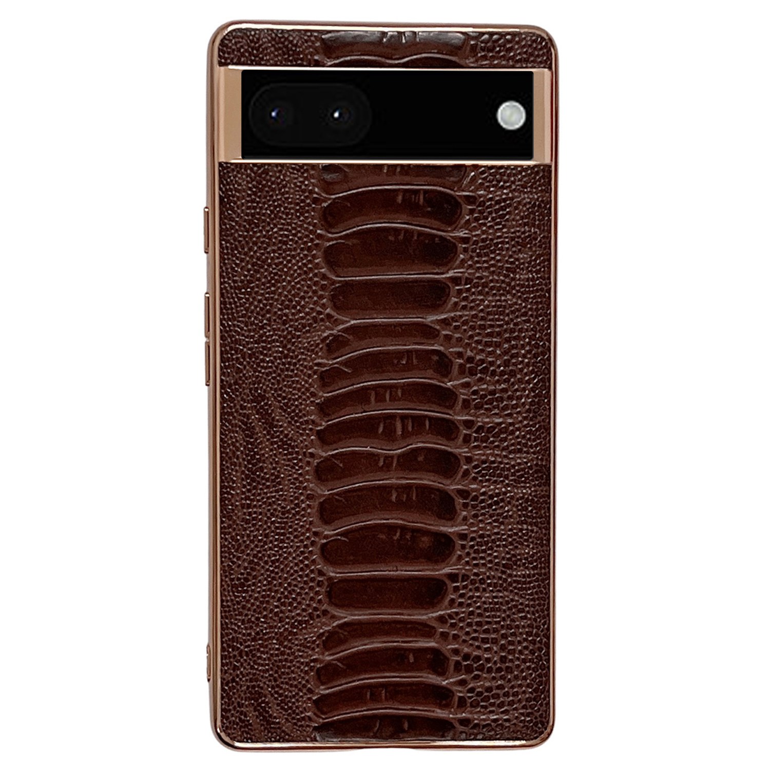 

Für Google Pixel 6a Crocodile Textur Elektroplatten Telefonhülle Echtes Lederbeschichteter TPU+PC Anti-fall-fall-schutzschutzabdeckung - Kaffee, Google Pixel 6a