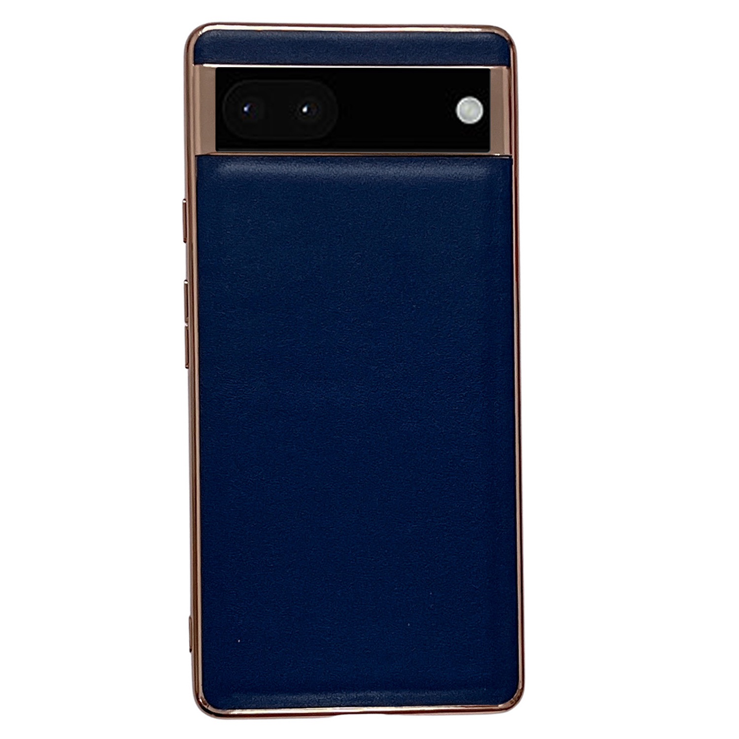 

Für Google Pixel 6a Elektroplieren Echter Lederbeschichtungskoffer Soft TPU Hartes PC Anti-scratch-schockdcover - Blau, Google Pixel 6a