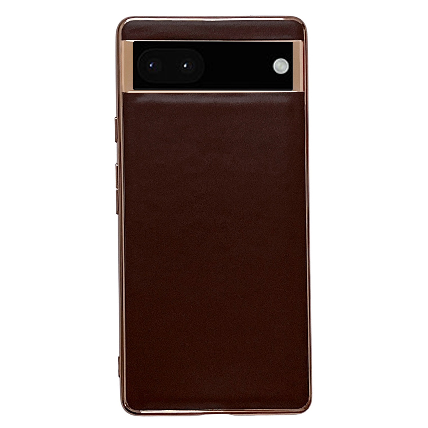 

Für Google Pixel 6a Elektroplieren Echter Lederbeschichtungskoffer Soft TPU Hartes PC Anti-scratch-schockdcover - Kaffee, Google Pixel 6a