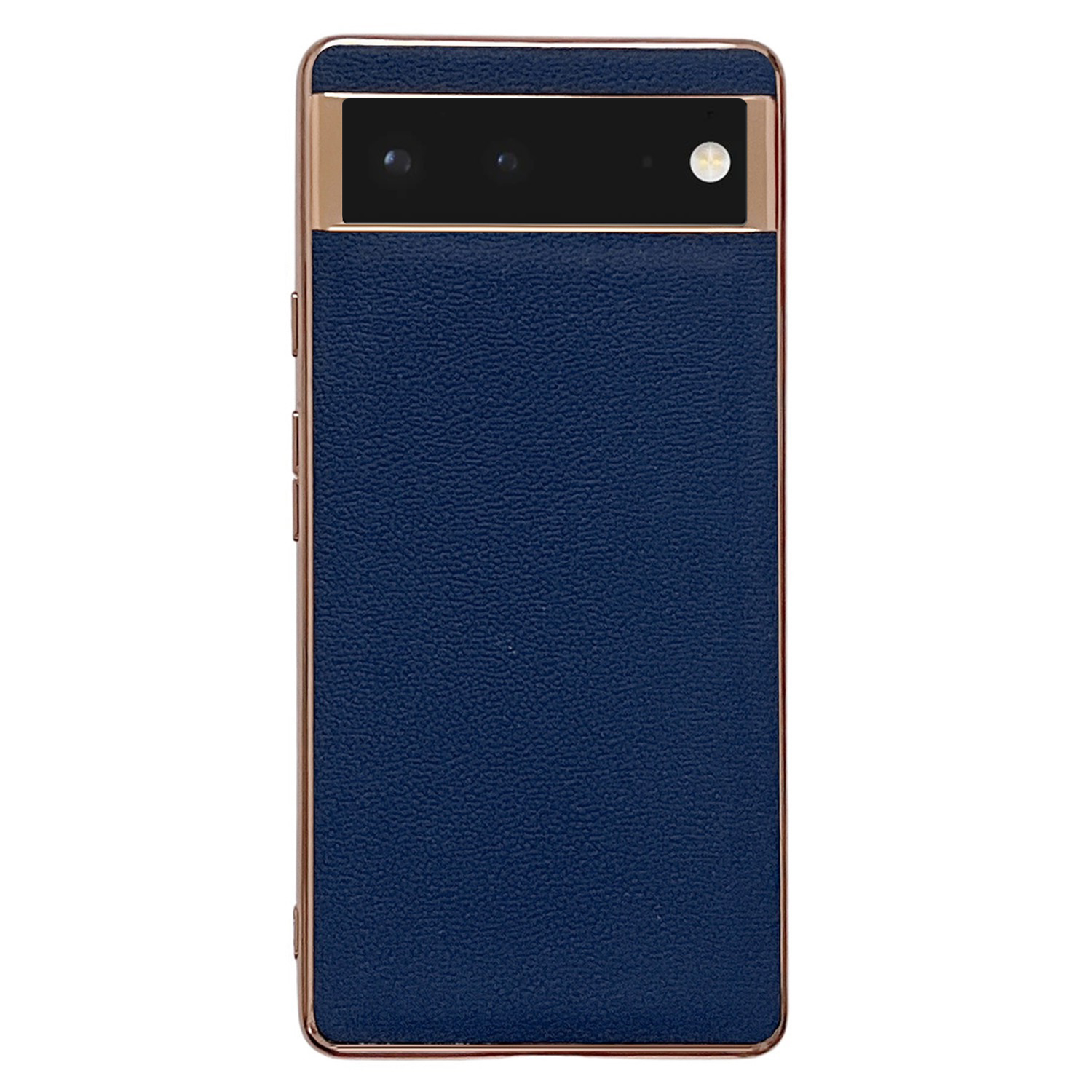 

Für Google Pixel 6 Elektropender -verteidiger Telefonhülle Echtes Lederbeschichteter TPU+PC Kratzerfestes Schutzabdeckung - Blau, Google Pixel 6