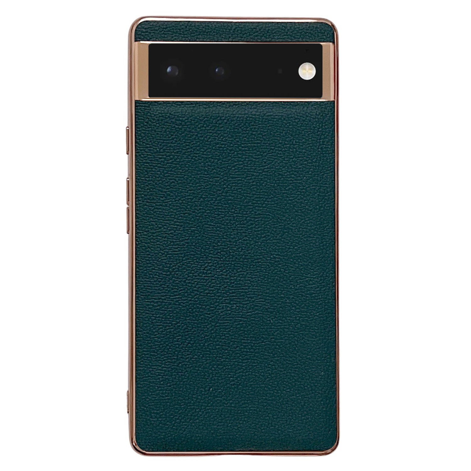 

Für Google Pixel 6 Elektropender -verteidiger Telefonhülle Echtes Lederbeschichteter TPU+PC Kratzerfestes Schutzabdeckung - Mitternacht Grün, Google Pixel 6