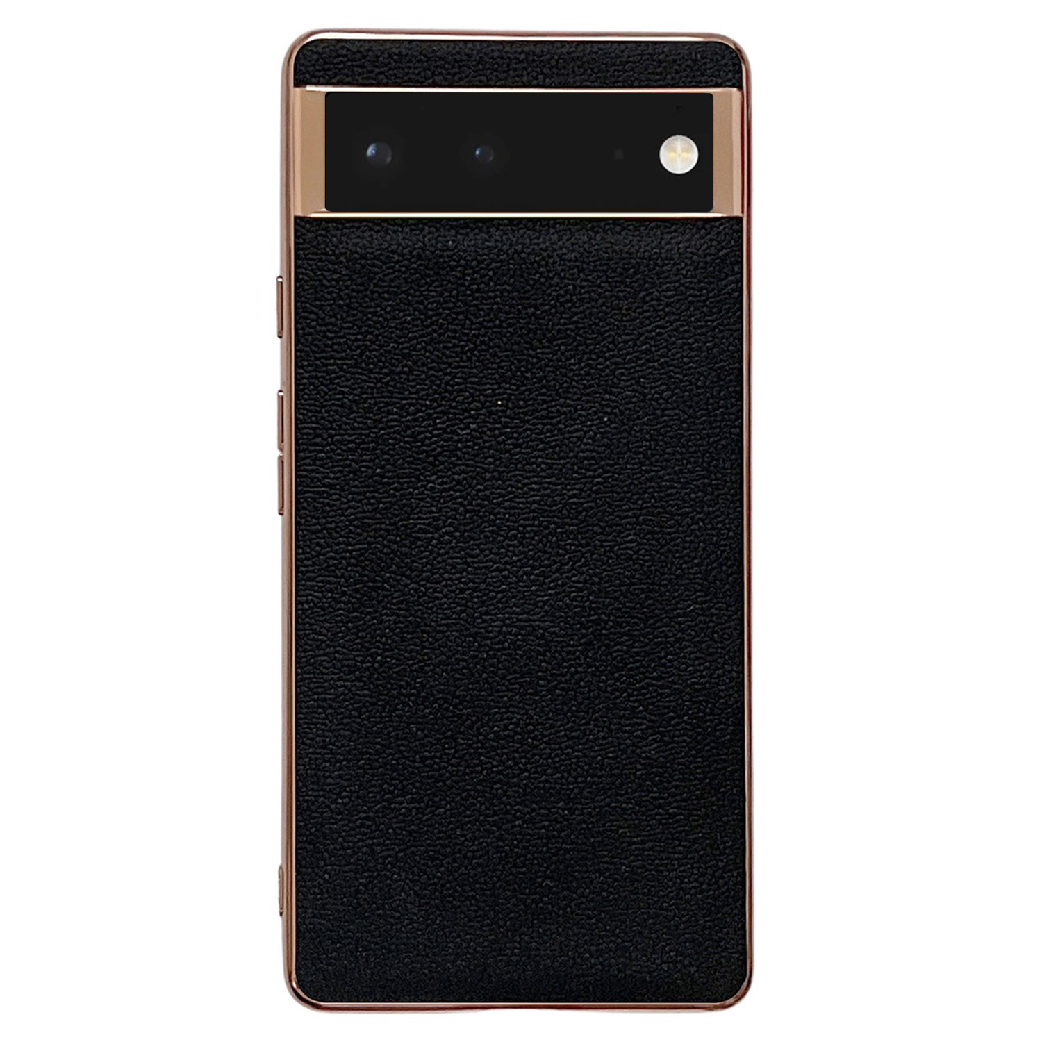 

Für Google Pixel 6 Elektropender -verteidiger Telefonhülle Echtes Lederbeschichteter TPU+PC Kratzerfestes Schutzabdeckung - Schwarz, Google Pixel 6