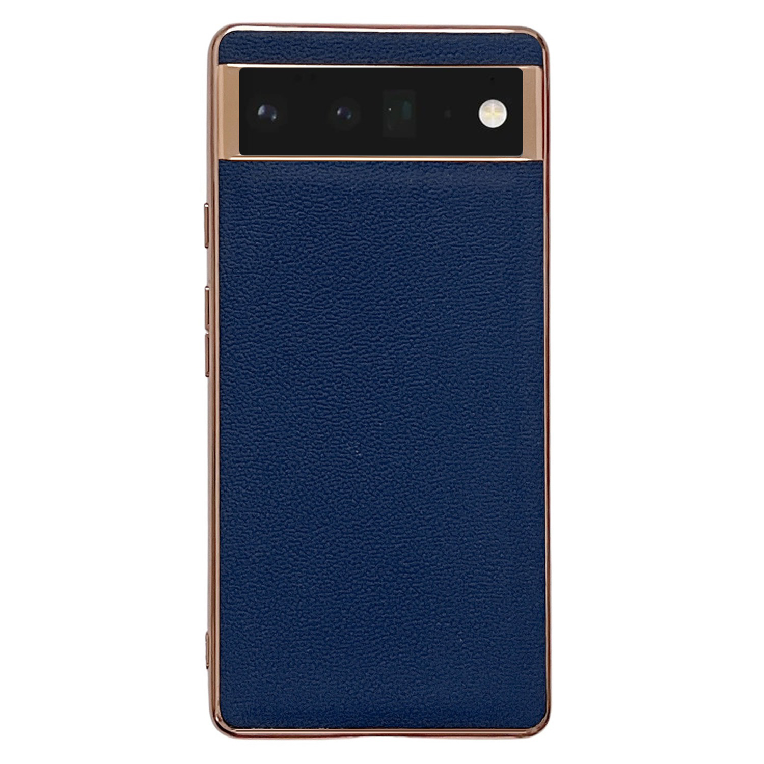 

Für Google Pixel 6 Pro 5G Slim Echtes Lederschockdoßendoatishülle Hybrid Hard PC Soft TPU -elektroplattenabdeckung - Blau, Google Pixel 6 Pro 5G