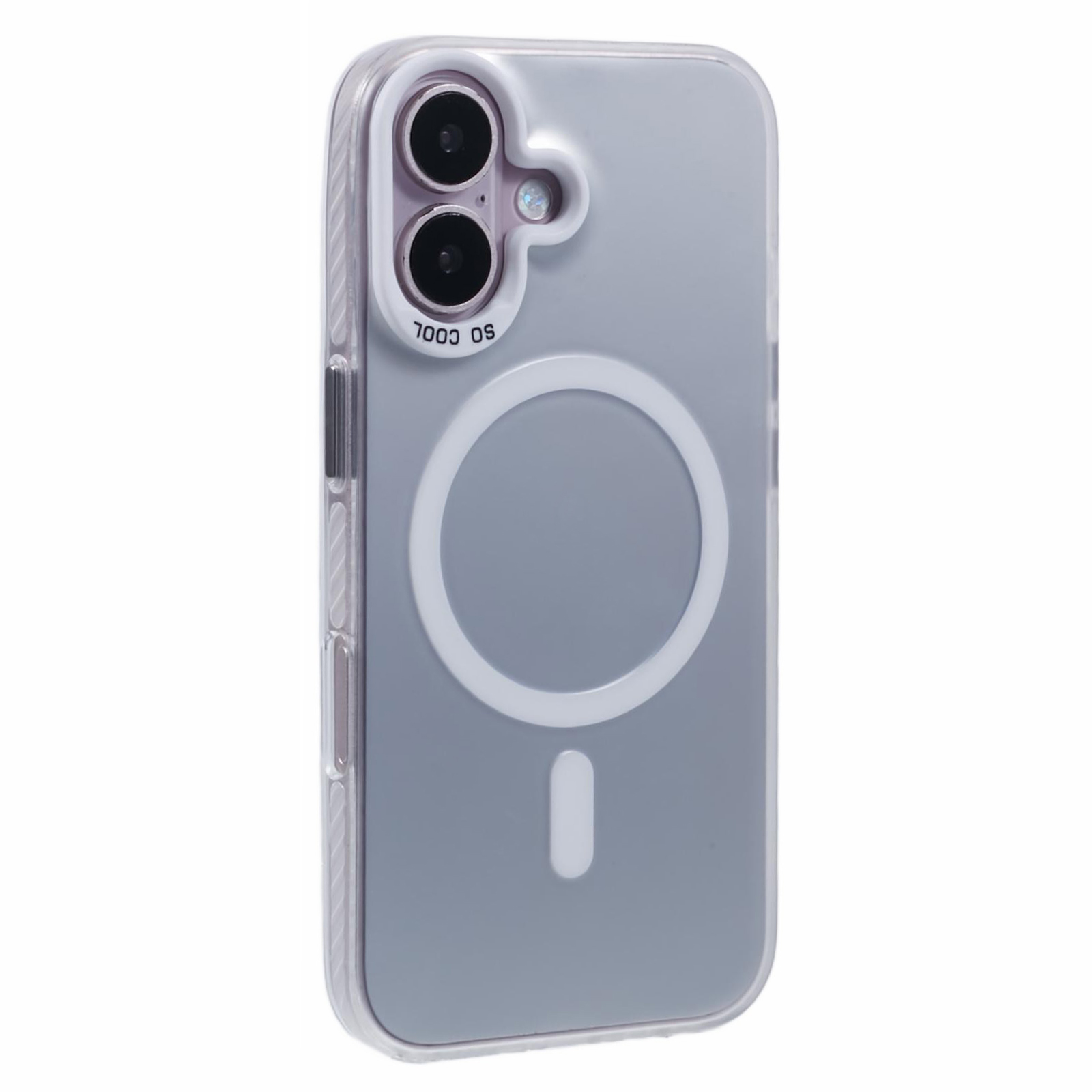 For iPhone 16 Plus Case Compatible with MagSafe Laser Effect TPU+Acrylic Phone Cover - White