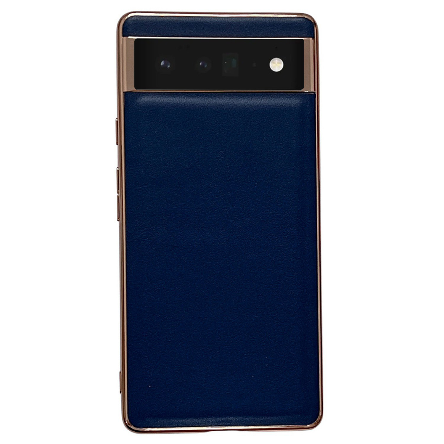 

Für Google Pixel 6 Pro 5G Anti-kratzer-telefonabdeckung Elektrieren Echtes Lederbeschichteter Tpu+pc-telefonhülle - Blau, Google Pixel 6 Pro 5G