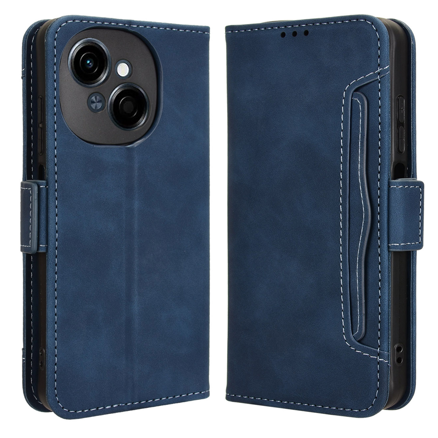 For TECNO Spark Go 2025 / Spark Go 1 / Pop 9 4G Leather Case Phone Wallet Cover with Multiple Card Slots - Blue