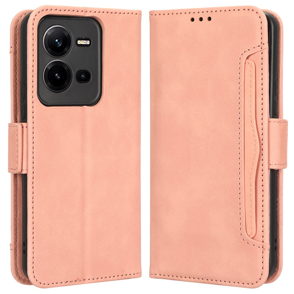 

Für Vivo V25 5G PU Leder Vollschutz Brieftaschenabdeckung Seitalter Verschluss Telefonständer Mit Mehreren Kartensteckplätzen - Rosa, vivo V25 5G