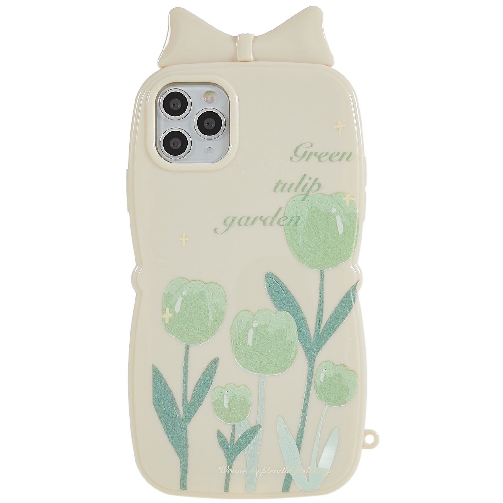 

Для Iphone 11 Pro Max 6,5 -дюймовый Узор Печати Телефона Creative Bowknot Soft TPU Shockpereper Shopective Slim Fit Cover - Белый / Зеленые Тюльпаны, iPhone 11 Pro Max 6.5 inch