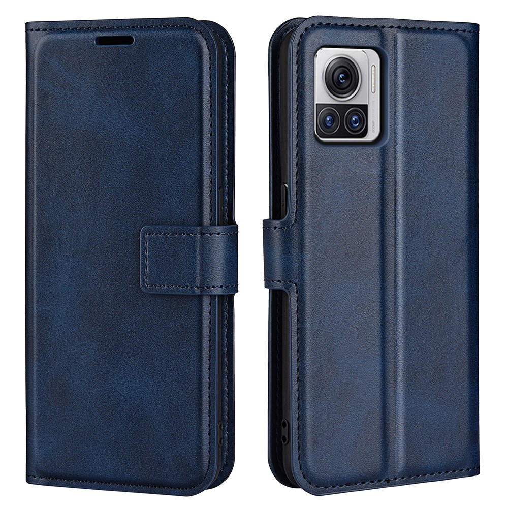 

Für Motorola Moto X30 Pro 5G Strukturierte PU Leder -ständer Wallet Hülle Square Magnetic Claspe Schockdelie Telefonabdeckung - Blau, Motorola Moto X30 Pro 5G