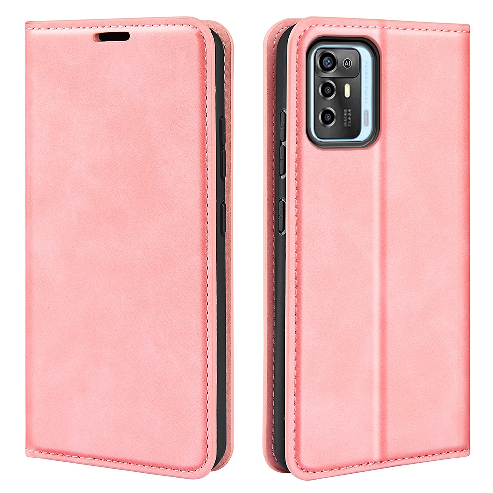 

Für ZTE Blade A72 5G Hauttouch Feeling Ständer Brieftasche Schutzhülle PU Leder Magnetische Autoabschluss Telefonabdeckung - Rosa, ZTE Blade A72 5G