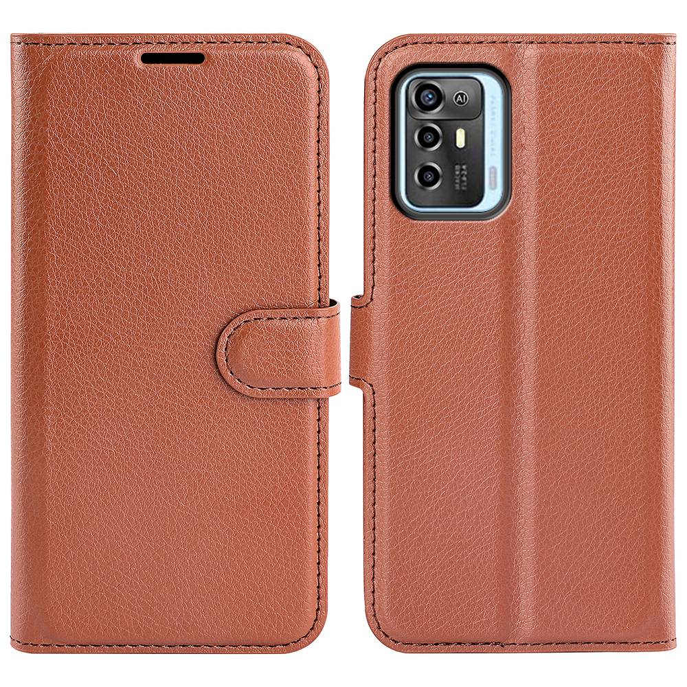 

Für ZTE Blade A72 5G Anti-drogen Folio Flip Phone Case Litchi Textur PU Leder Brieftasche - Braun, ZTE Blade A72 5G