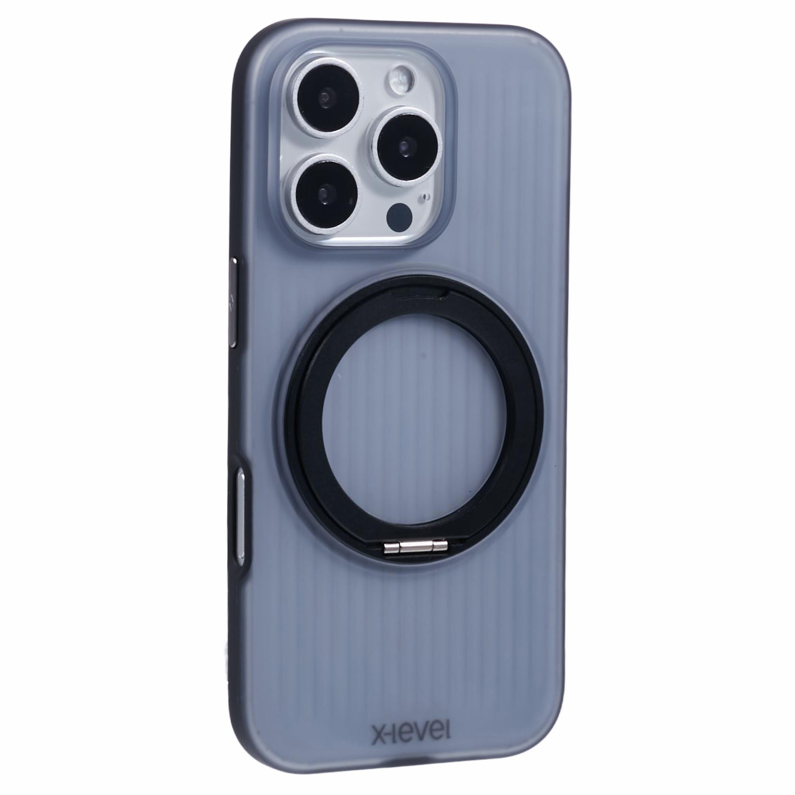 X-LEVEL For iPhone 16 Pro Case Rotating Magnetic Kickstand PC+TPU Phone Cover - Black