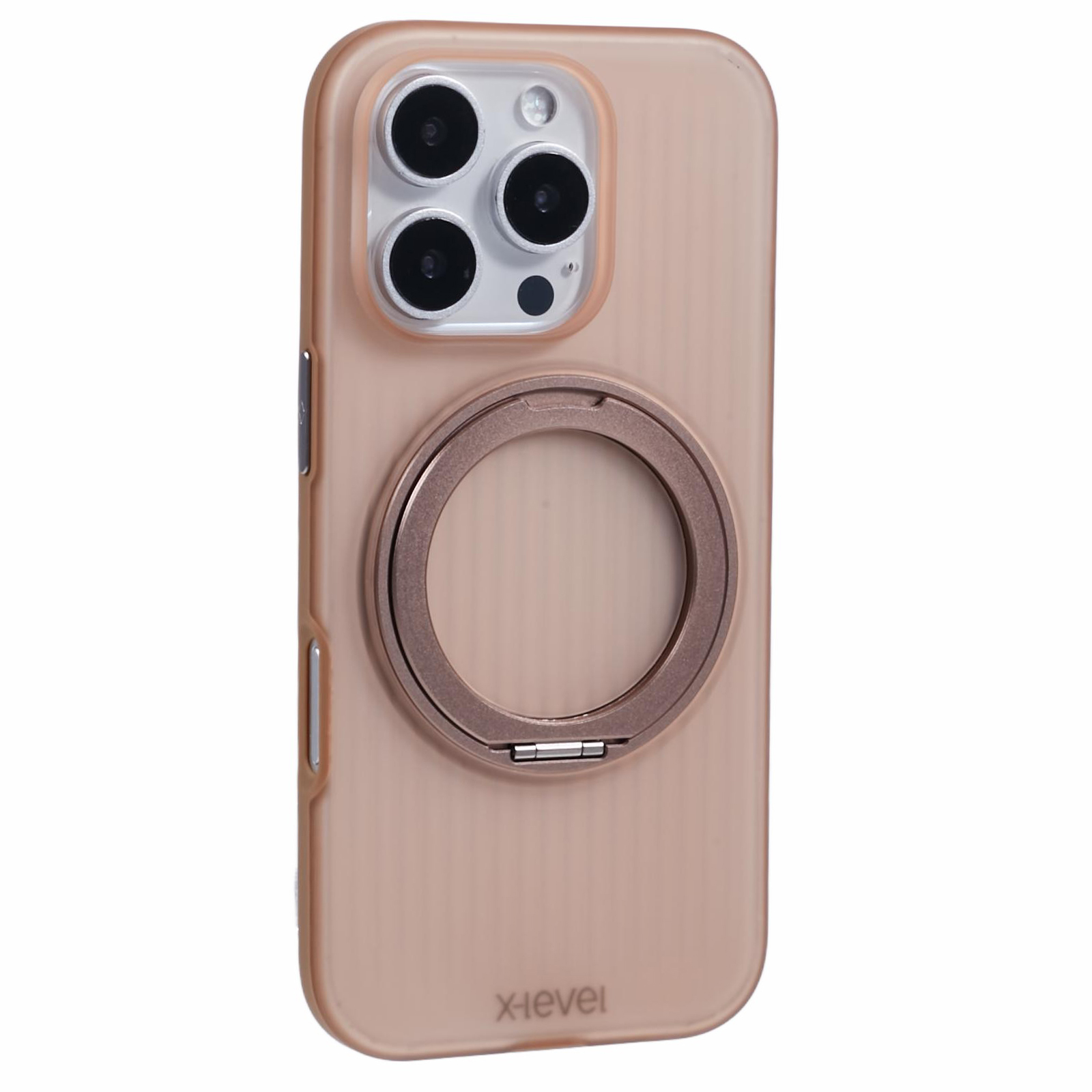 X-LEVEL For iPhone 16 Pro Case Rotating Magnetic Kickstand PC+TPU Phone Cover - Titanium Gold