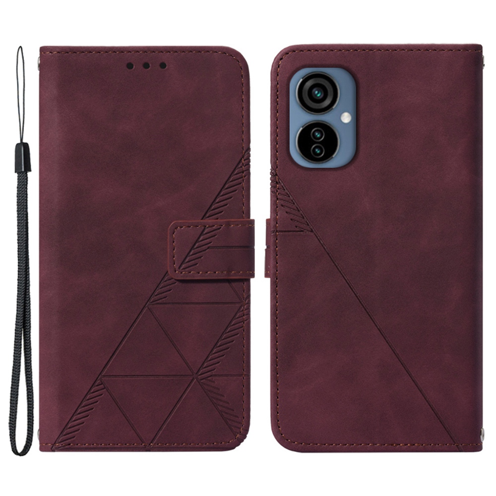 

Yb-spreng-serie-1-telefonhülle Für Tecno Camon 19 Neo 4G, Drop-sof-pu-leder-gedruckte Leitungen Flip Wallet Cover Ständer Telefonschale - Weinrot, Tecno Camon 19 Neo 4G