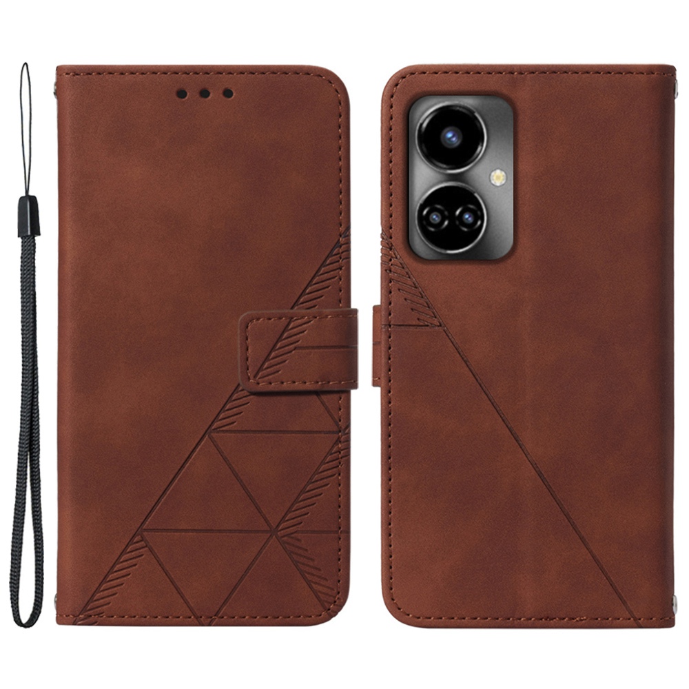

Yb-sprudel Serie-1 Für Tecno Camon 19 4G Full Protection Phone Hülle PU Leder Imputed Lines Business Style Flip Wallet Cover Ständer - Braun, Tecno Camon 19 4G