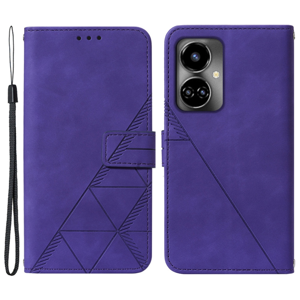 

Yb-sprudel Serie-1 Für Tecno Camon 19 4G Full Protection Phone Hülle PU Leder Imputed Lines Business Style Flip Wallet Cover Ständer - Violett, Tecno Camon 19 4G