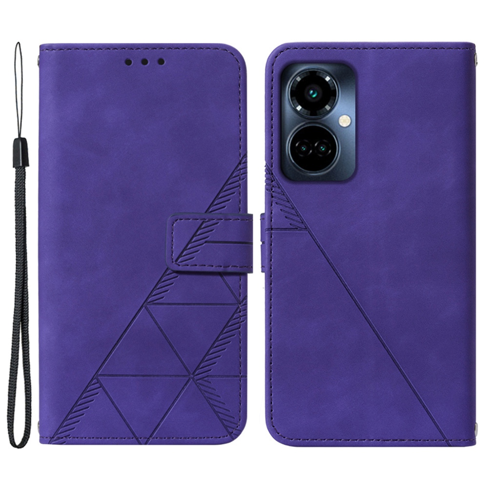 

Für Tecno Camon 19 Pro 5G Yb-spreng-serie-1 Anti-scratch-telefonhülle PU Leder Eingeprägte Linien Business Style Phone Wallet Cover Stand Ständer - Violett, Tecno Camon 19 Pro 5G
