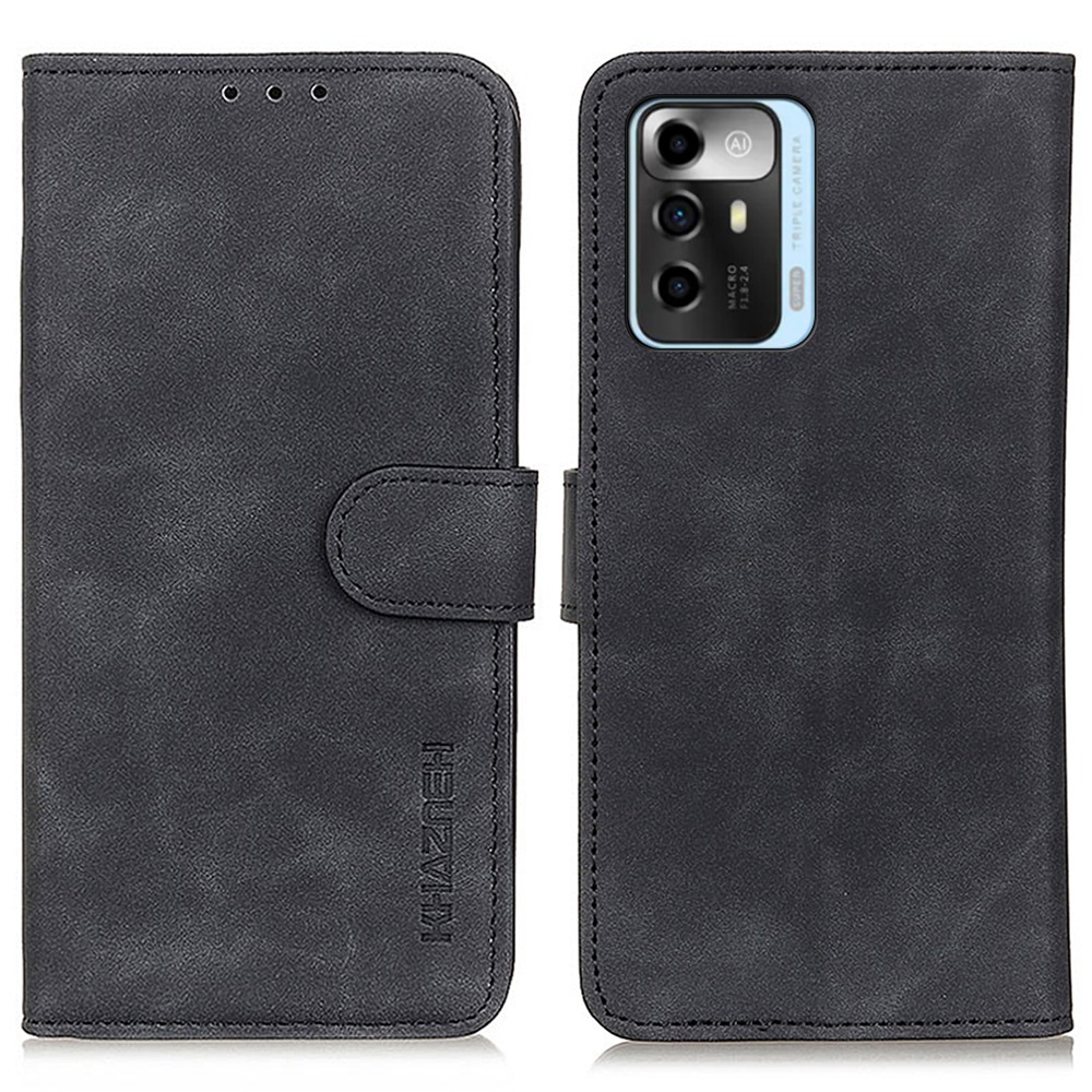 

Khazneh Für ZTE Blade A72 5G Ständer Feature Wallet Phone Hülle Vintage PU Leder Magnetic Protective Flip Cover - Schwarz, ZTE Blade A72 5G