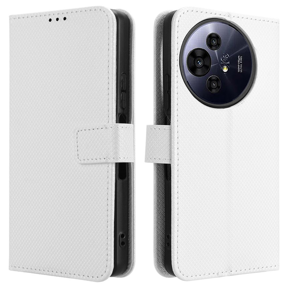 For TCL 50 Pro Nxtpaper 5G / 50 Nxtpaper 5G / TCL P10 / 60 XE NxtPaper 5G Case PU Leather Diamond Texture Wallet Phone Cover - White