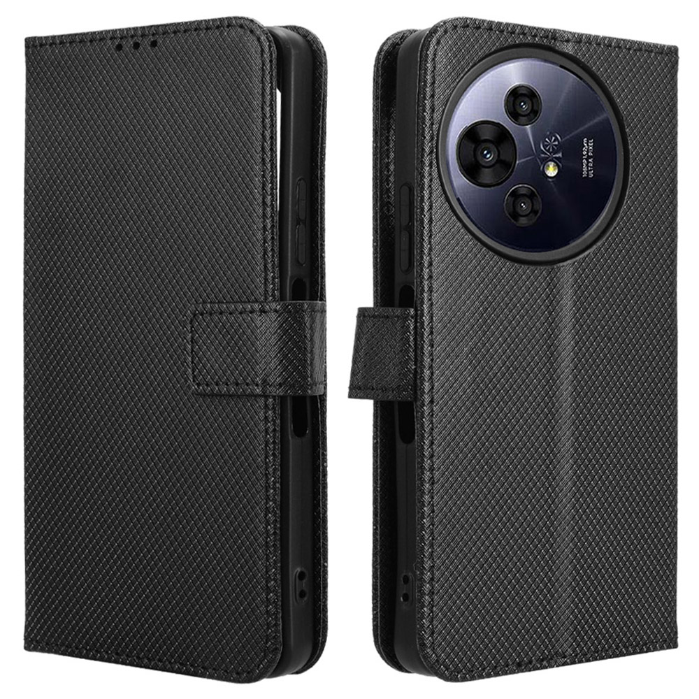 For TCL 50 Pro Nxtpaper 5G / 50 Nxtpaper 5G / TCL P10 / 60 XE NxtPaper 5G Case PU Leather Diamond Texture Wallet Phone Cover - Black
