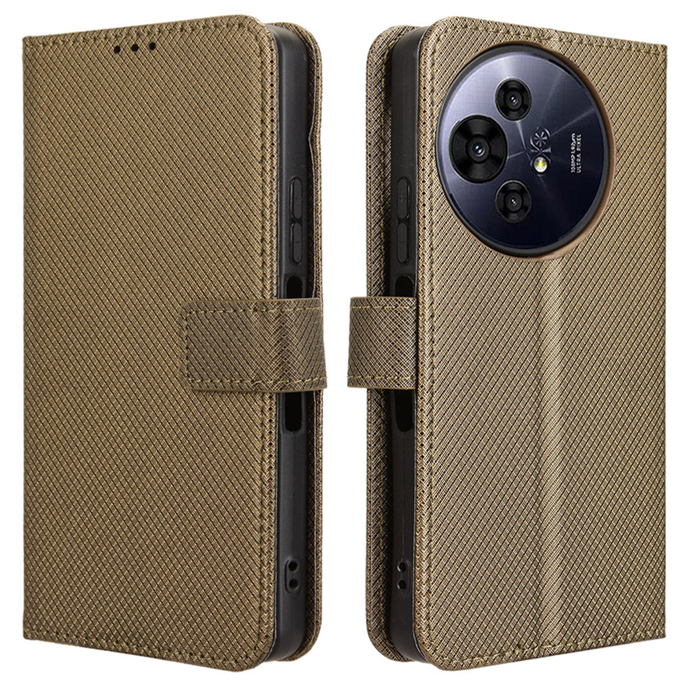 For TCL 50 Pro Nxtpaper 5G / 50 Nxtpaper 5G / TCL P10 / 60 XE NxtPaper 5G Case PU Leather Diamond Texture Wallet Phone Cover - Brown
