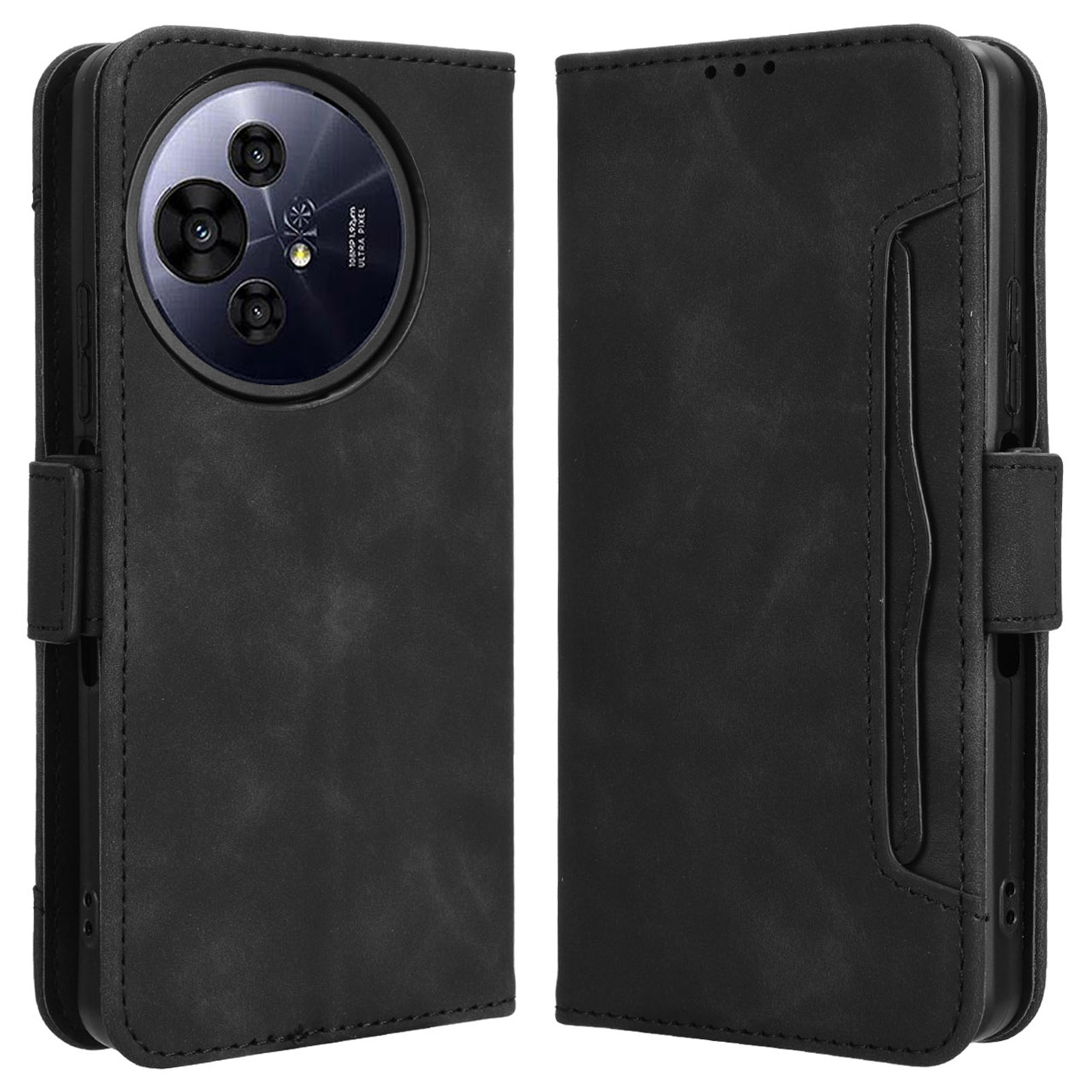 For TCL 50 Pro Nxtpaper 5G / 50 Nxtpaper 5G / TCL P10 / 60 XE NxtPaper 5G Leather Case Phone Wallet Cover with Multiple Card Slots - Black