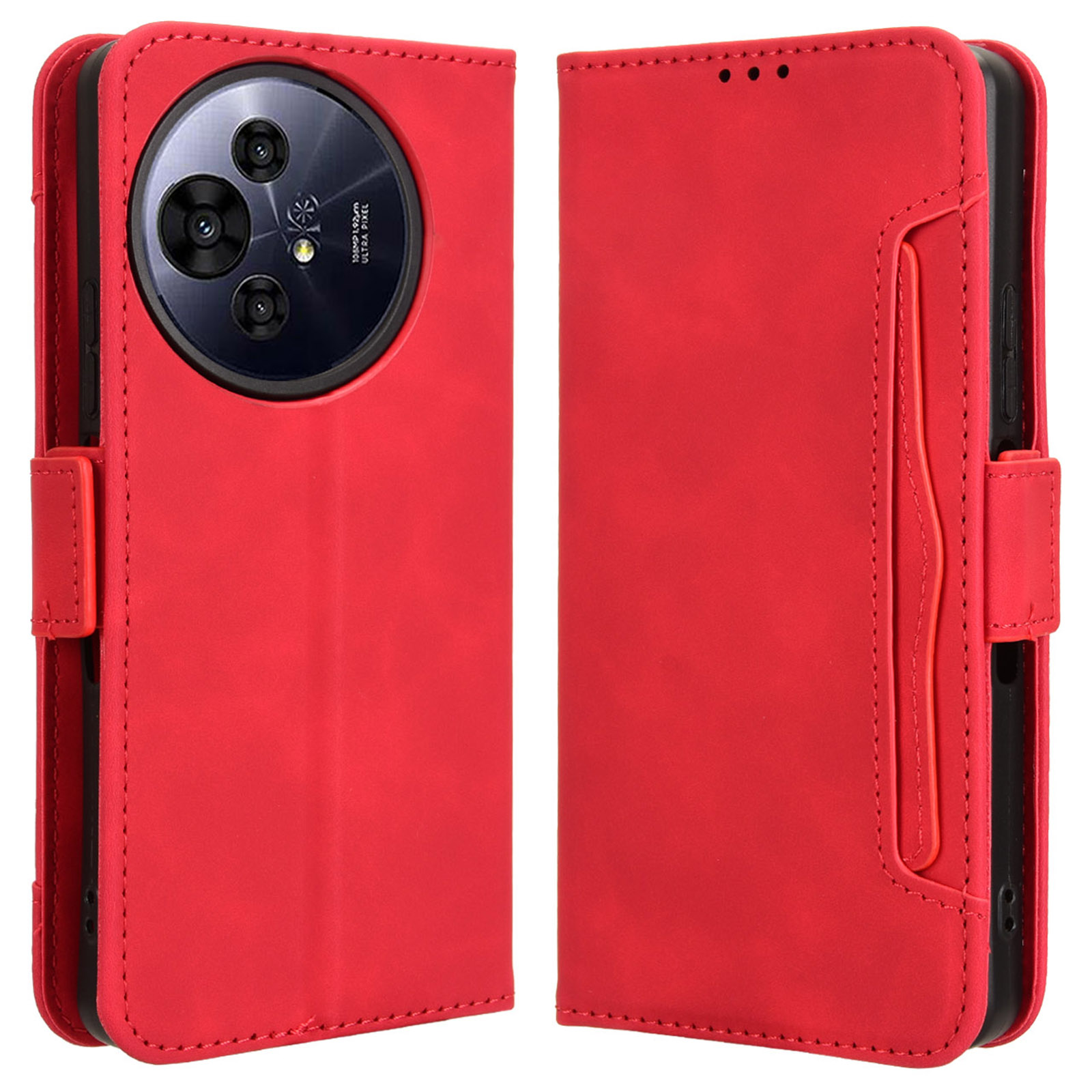 For TCL 50 Pro Nxtpaper 5G / 50 Nxtpaper 5G / TCL P10 / 60 XE NxtPaper 5G Leather Case Phone Wallet Cover with Multiple Card Slots - Red