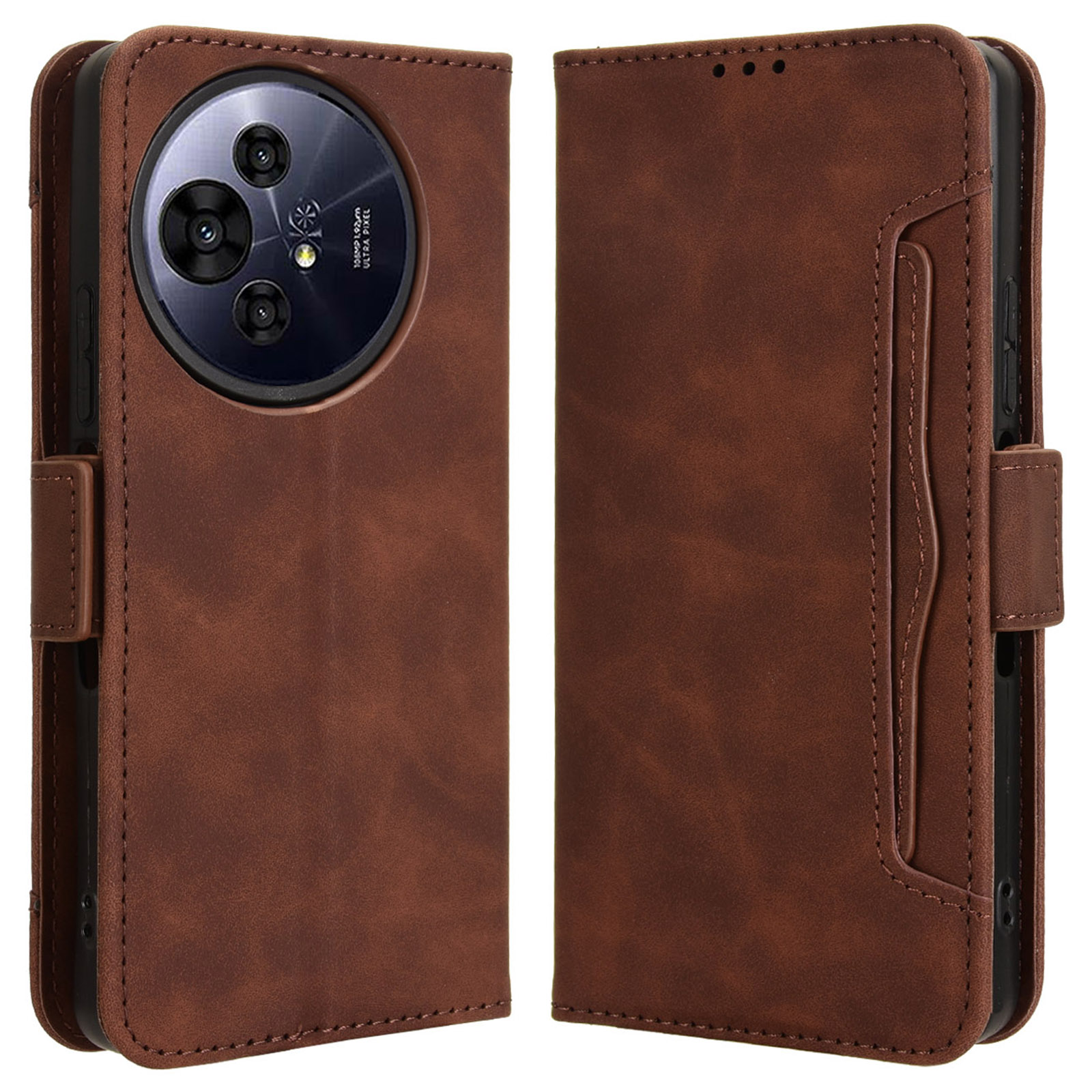 For TCL 50 Pro Nxtpaper 5G / 50 Nxtpaper 5G / TCL P10 / 60 XE NxtPaper 5G Leather Case Phone Wallet Cover with Multiple Card Slots - Brown