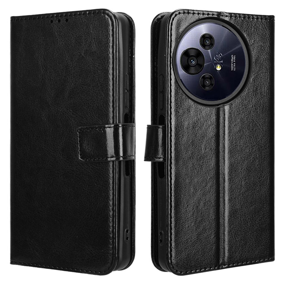 For TCL 50 Pro Nxtpaper 5G / 50 Nxtpaper 5G / TCL P10 / 60 XE NxtPaper 5G Case Crazy Horse Texture PU Leather Phone Wallet Cover - Black