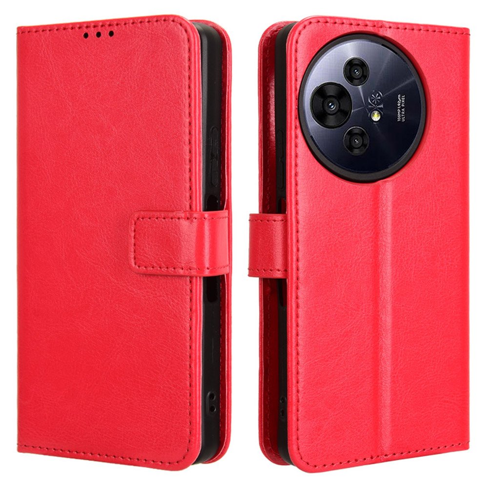 For TCL 50 Pro Nxtpaper 5G / 50 Nxtpaper 5G / TCL P10 / 60 XE NxtPaper 5G Case Crazy Horse Texture PU Leather Phone Wallet Cover - Red