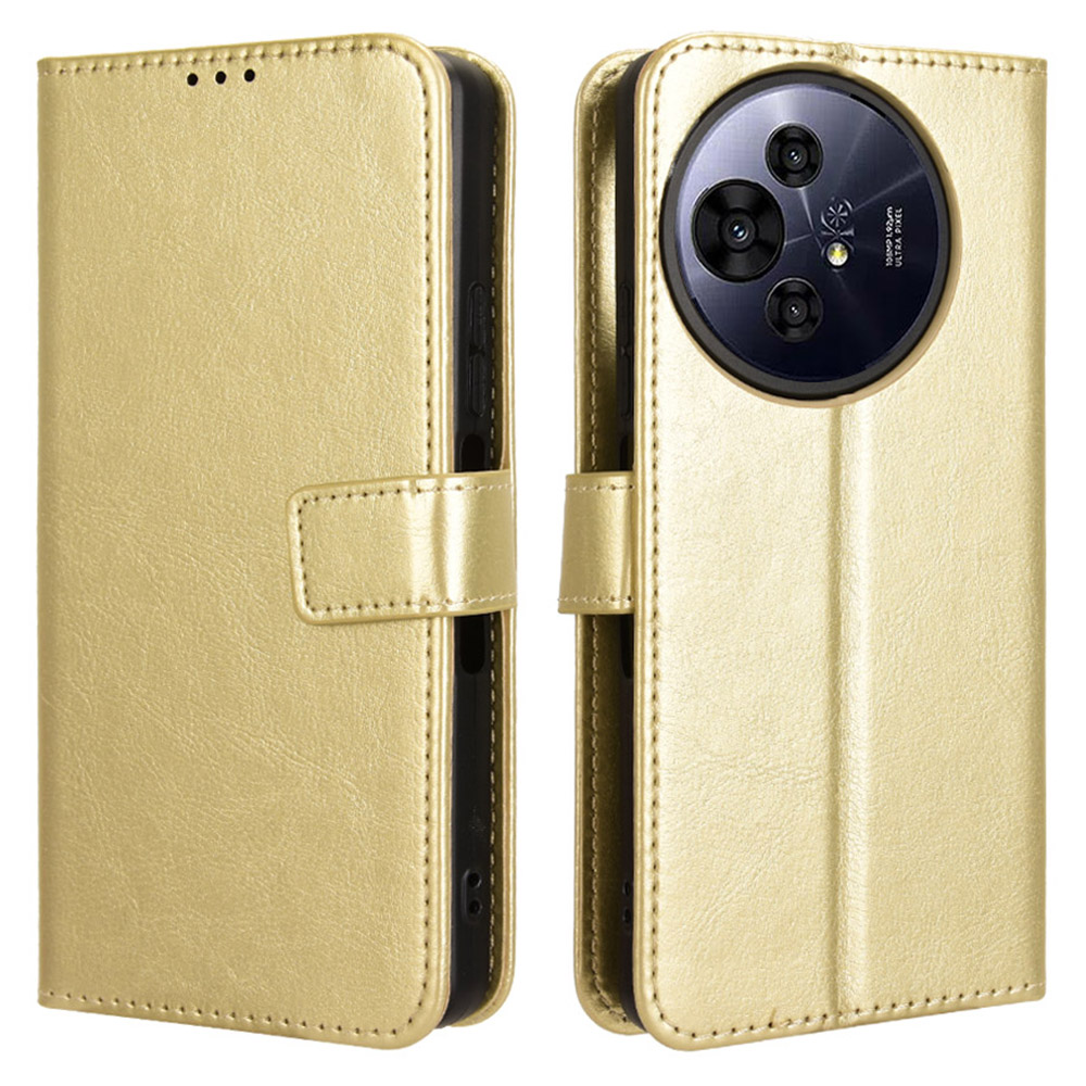 For TCL 50 Pro Nxtpaper 5G / 50 Nxtpaper 5G / TCL P10 / 60 XE NxtPaper 5G Case Crazy Horse Texture PU Leather Phone Wallet Cover - Gold